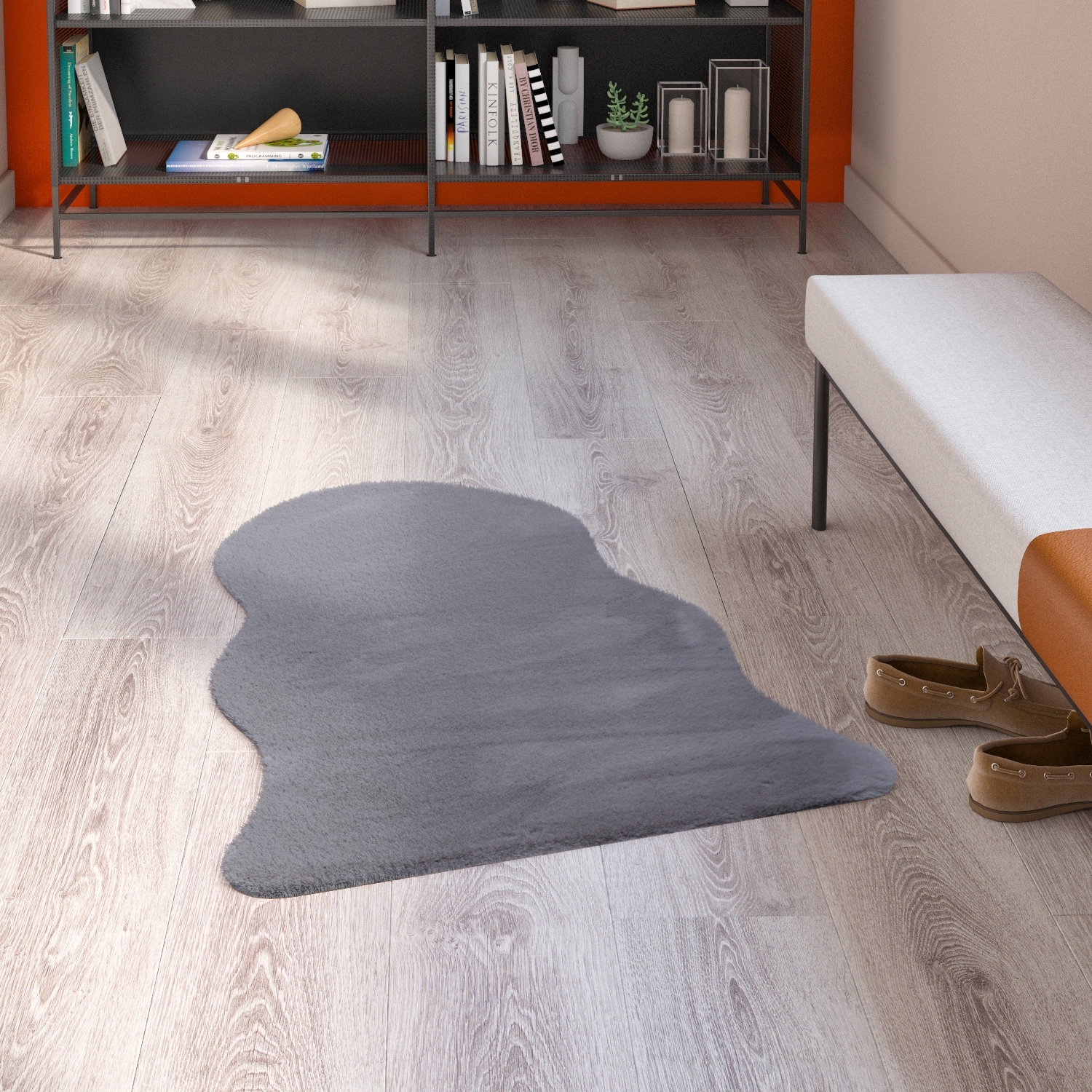 Изображение товара Искусственная шкура INSPIRE BIANCA 60x90 см серый ковер из полиэстера