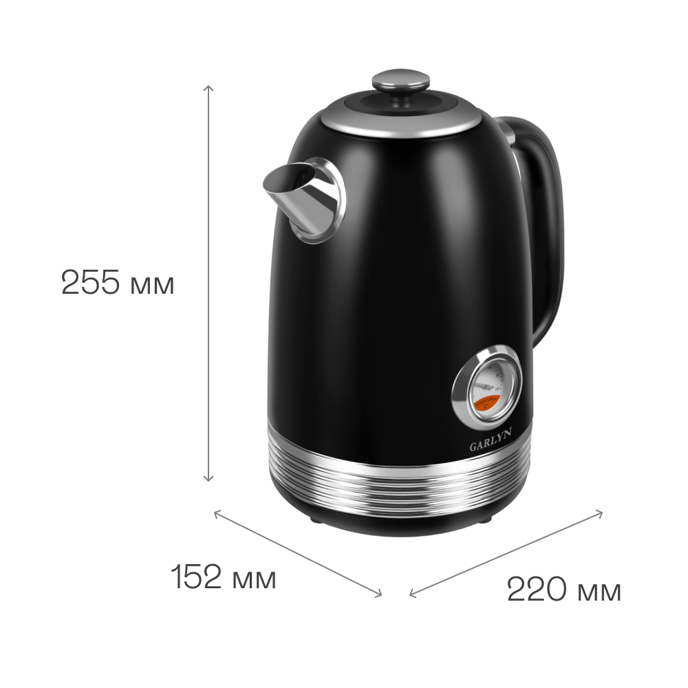 Изображение товара Электрический чайник GARLYN K-100 1.7 л нержавеющая сталь черный