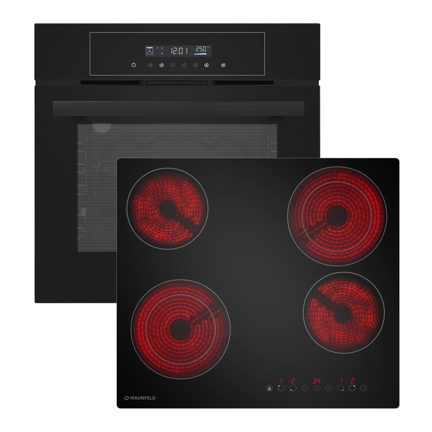 Изображение товара Комплект бытовой техники Maunfeld Bergen с духовым шкафом и варочной панелью черный