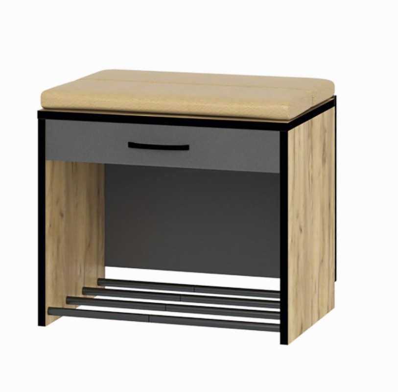 Изображение товара Шкаф для обуви Ивару 52x45x36 см 1 полка ЛДСП цвет темно-серый/золотой