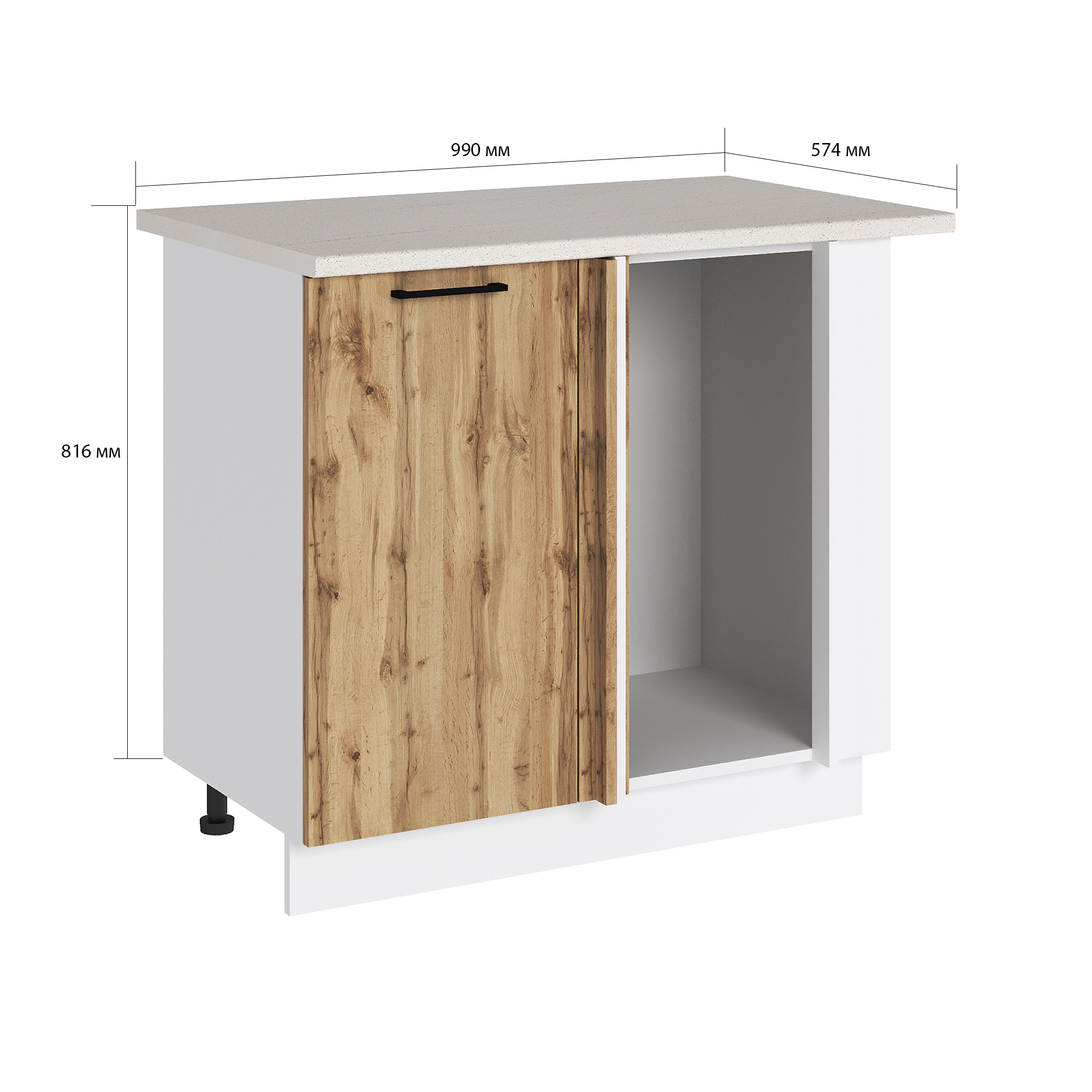 Изображение товара Напольный угловой шкаф Хелмер 99x81.6x57.4 см из ЛДСП белый дуб Вотан