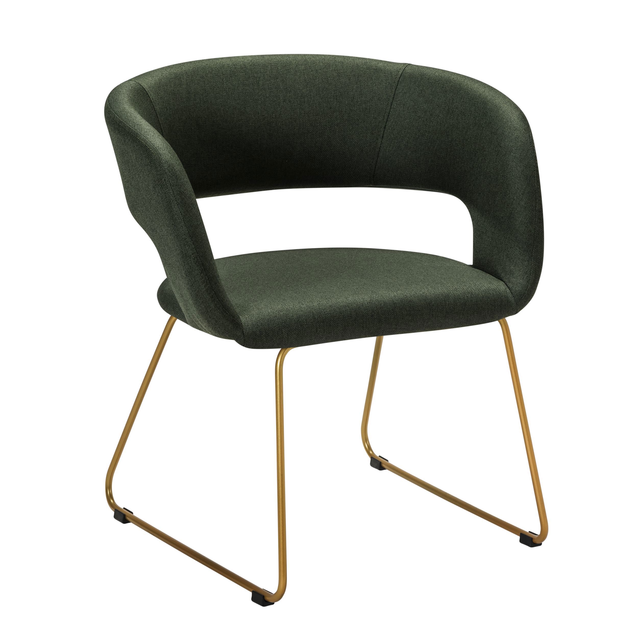 Изображение товара Кресло R-home Hugs 56.5x69.5x55 см рогожка цвет темно-зеленый/золотой