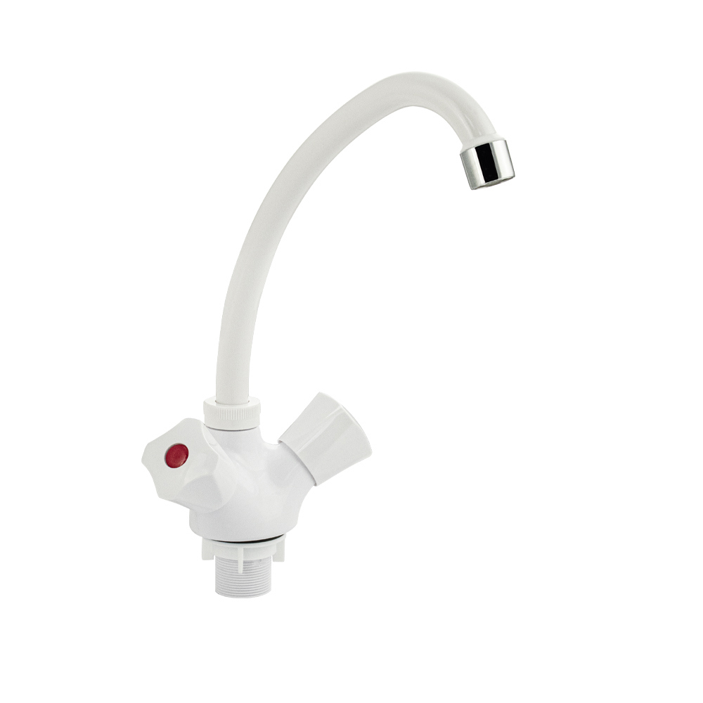 Изображение товара Двухвентильный кухонный смеситель Brimix 4405 из ABS-пластика белый 25 см