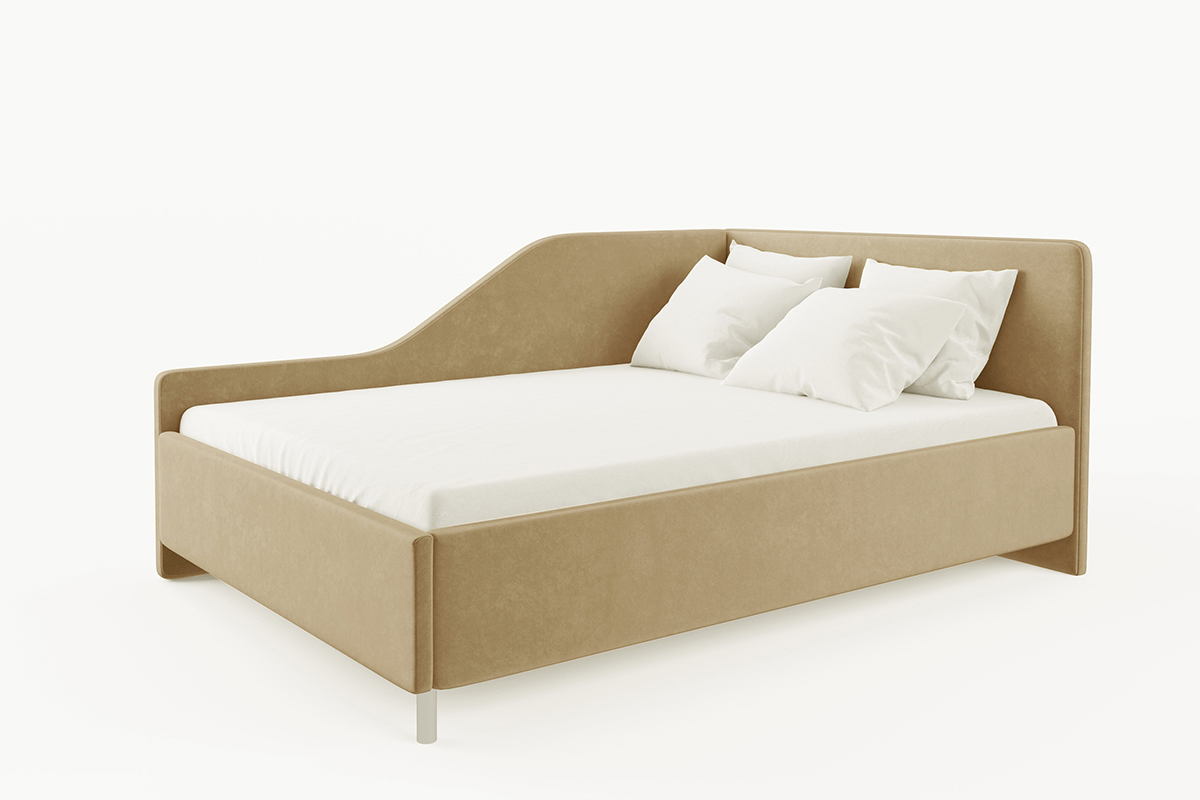 Изображение товара Кровать угловая правая COSTA Сюита 90x190 см велюр бежевый с подъемным механизмом