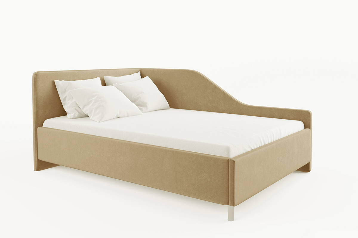 Изображение товара Кровать угловая левая COSTA Сюита 90x190 см велюр бежевый с подъемным механизмом