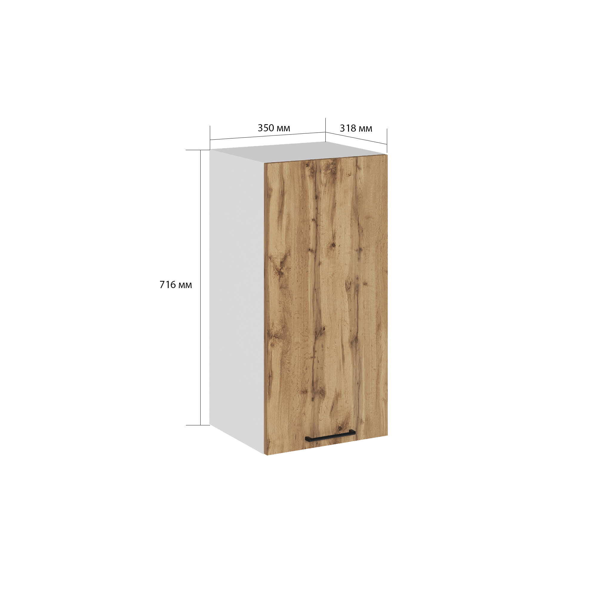 Изображение товара Навесной шкаф Сурская Мебель Хелмер 35x71.60x31.80 см ЛДСП цвет дуб вотан