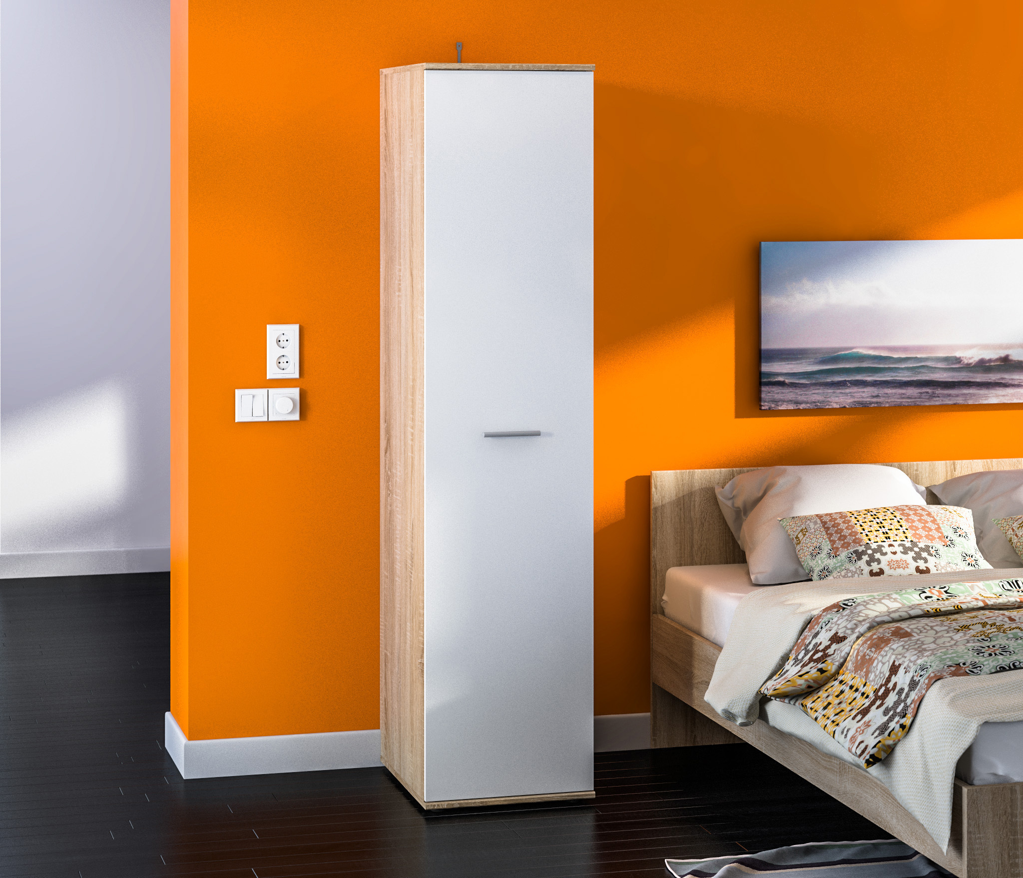 Изображение товара Шкаф распашной Мамбо СБ-2677 ДСП Дуб Сонома/Белый