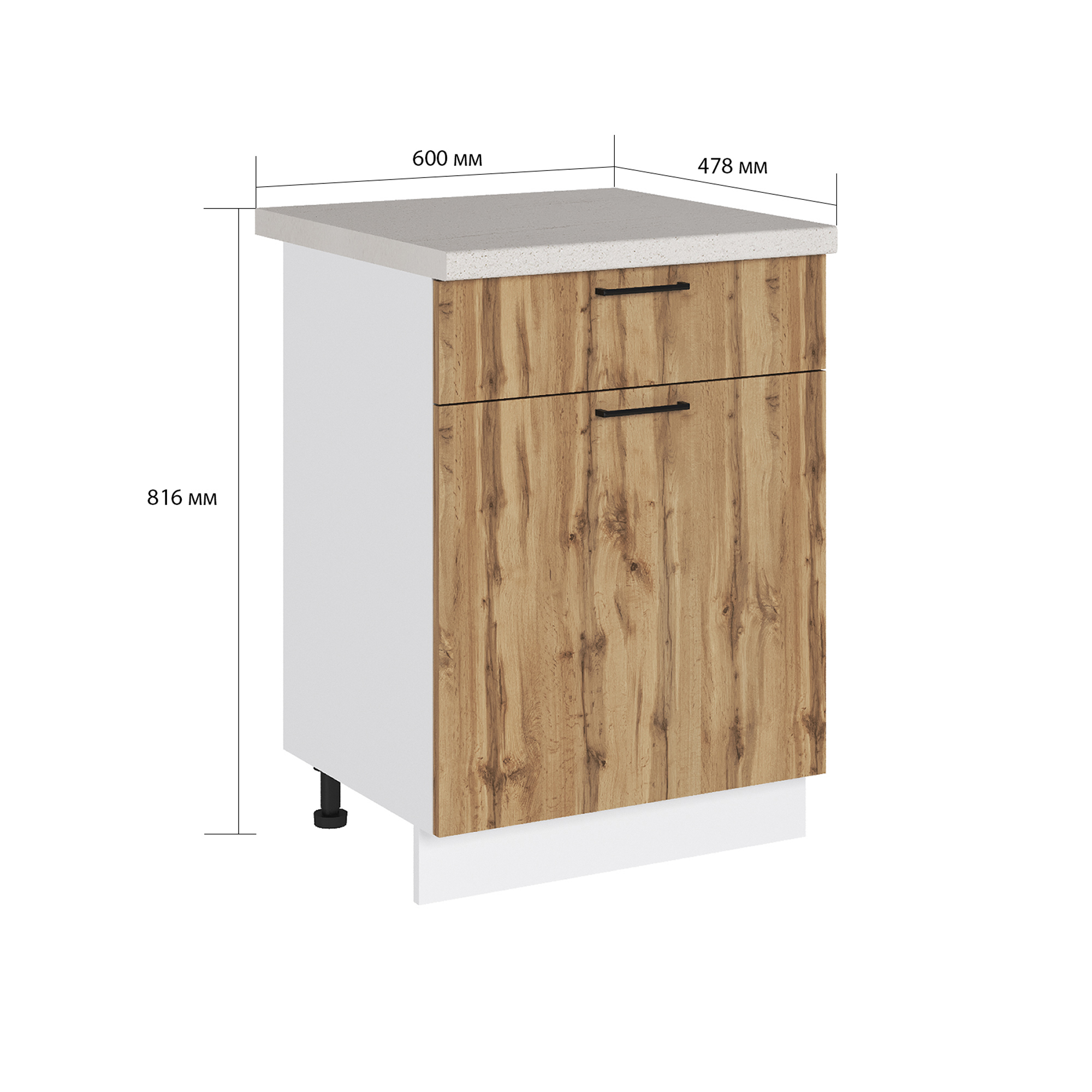 Изображение товара Напольный шкаф Сурская Мебель Хелмер 1 60x81.60x47.80 см 1 ящик ЛДСП цвет дуб вотан