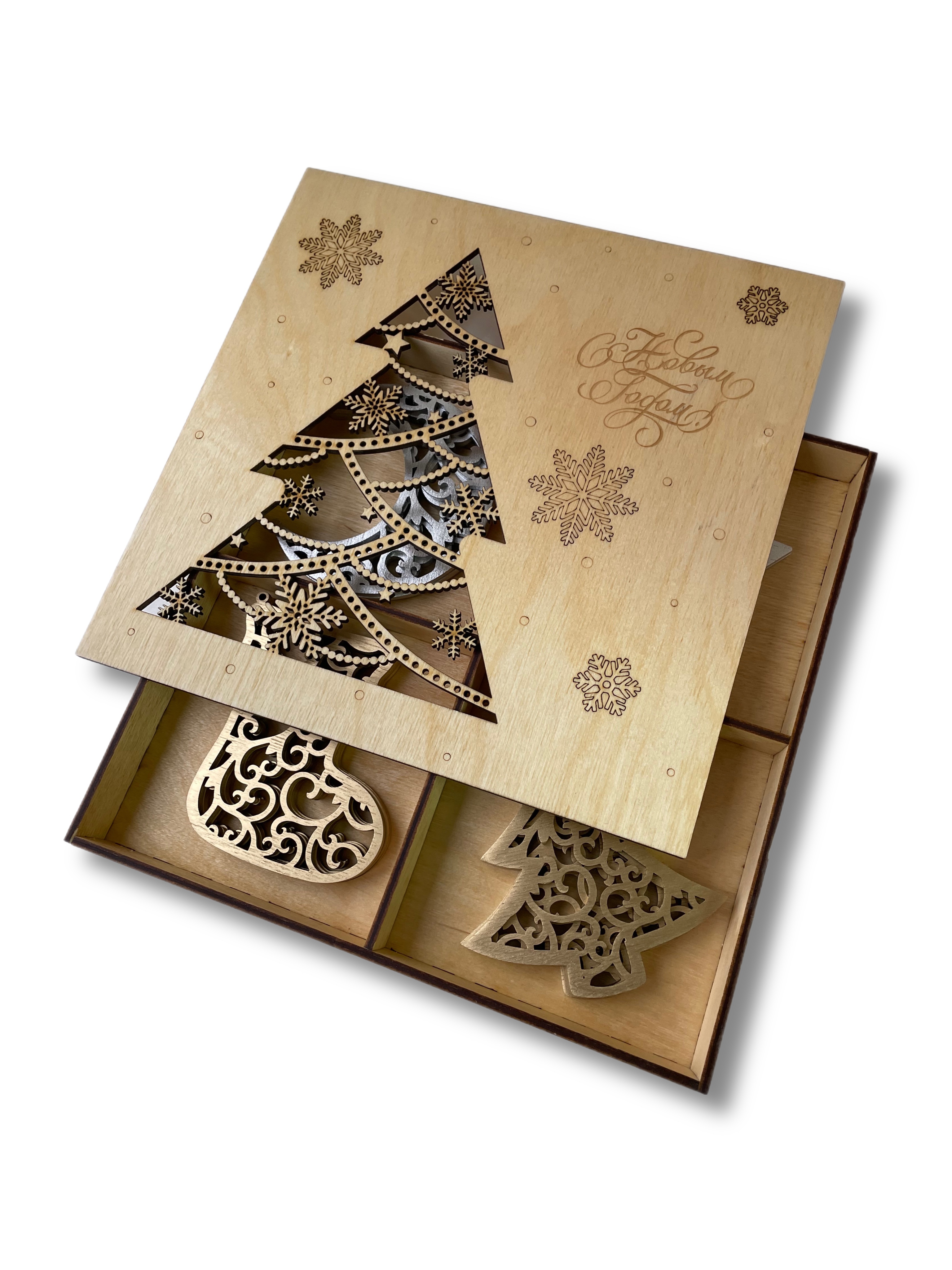 Изображение товара Набор елочных игрушек Ек-12 Столярная мастерская привалова ЕК-12 8 см х 33 см коричневый 12 шт