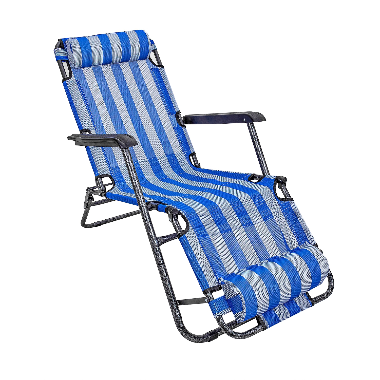 Изображение товара Шезлонг складной Proficamp Basic 153x60x80 см сталь ткань бело-синий