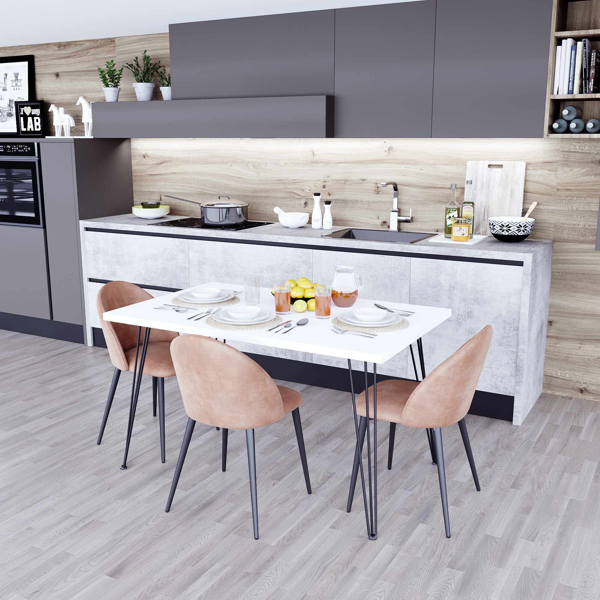 Изображение товара Обеденный стол FABRIKKA 1300х800х22 мм белый глянец для кухни и столовой