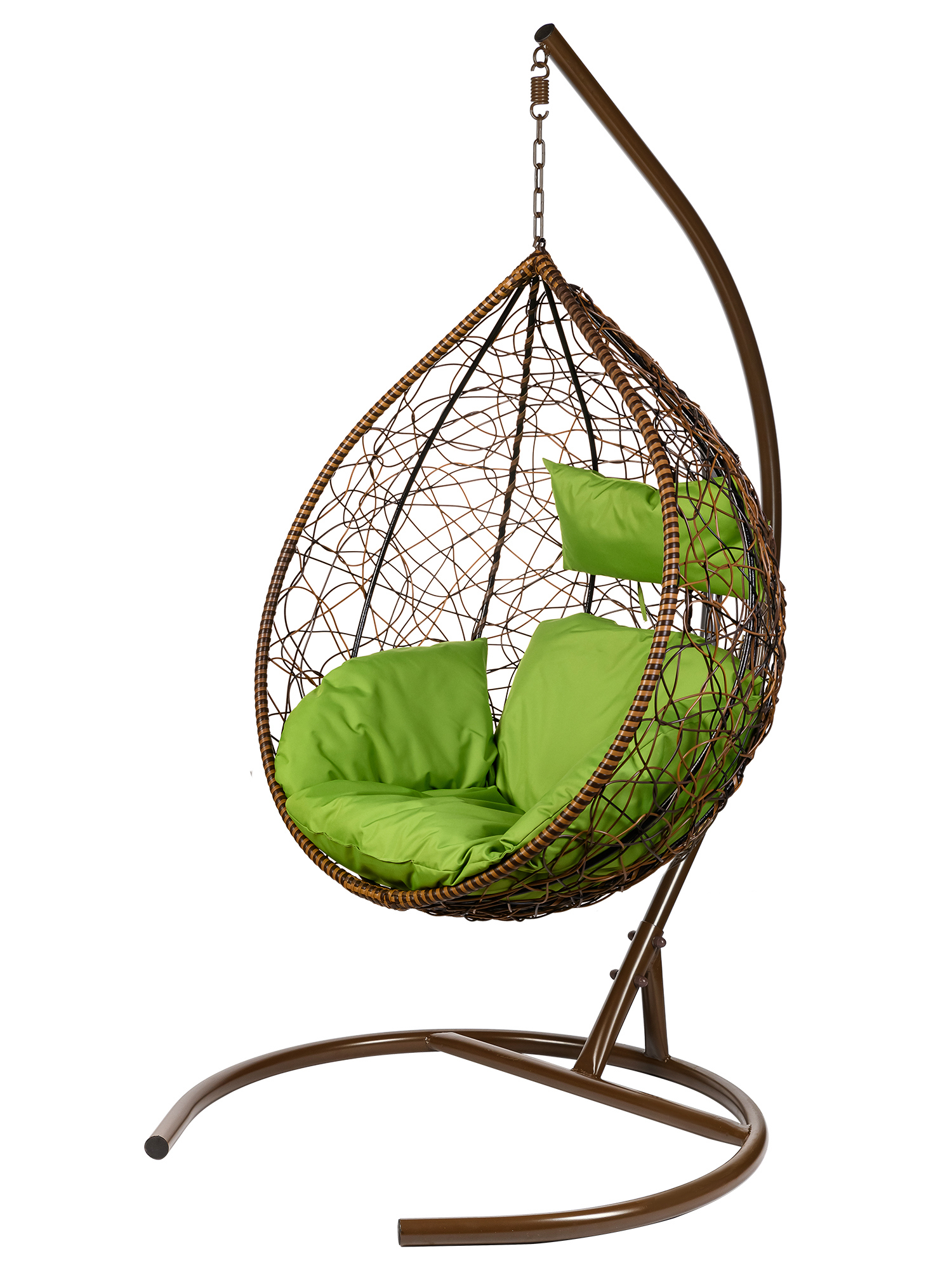 Изображение товара Кресло подвесное Bigarden Tropica TwoTone до 120 кг коричневое с зеленой подушкой