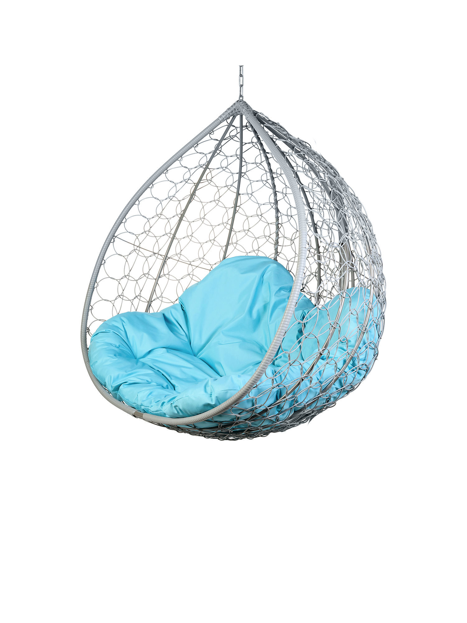 Изображение товара Кресло подвесное двухместное Bigarden Geminipromo серое с подушками и складной конструкцией