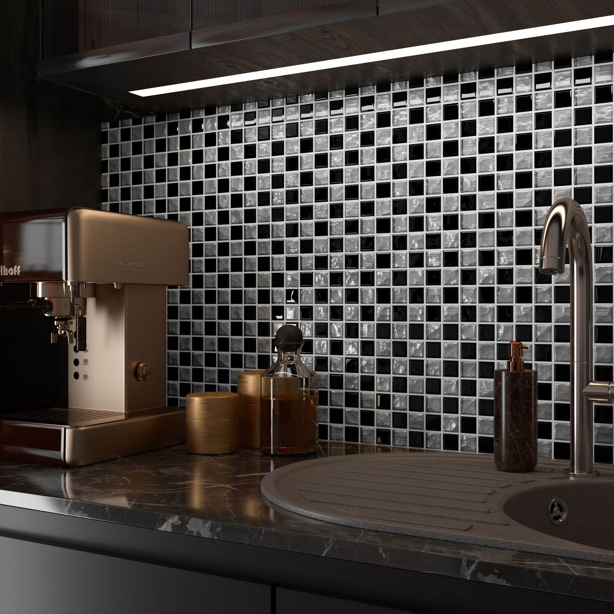 Изображение товара Мозаика 30х30 см стекло, цвет черный