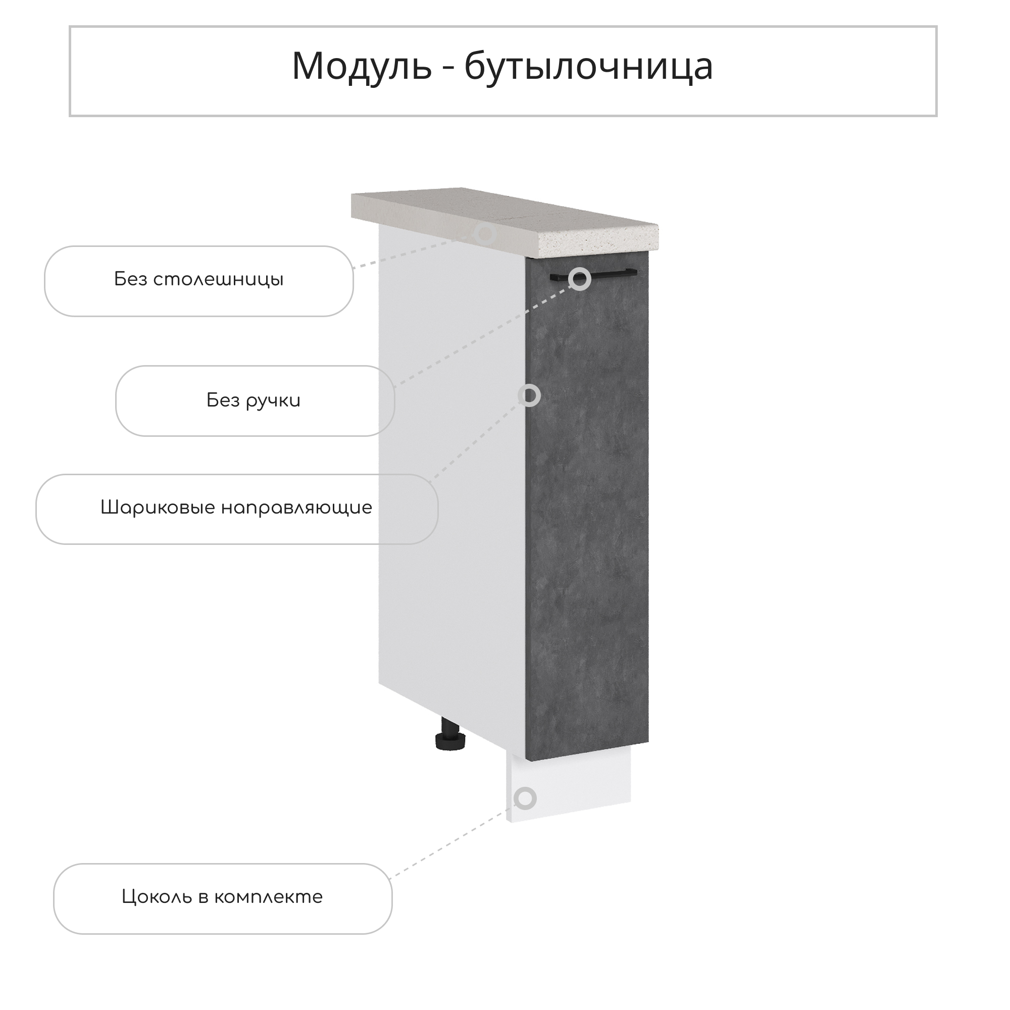 Изображение товара Напольный шкаф Сурская Мебель Хелмер 81x20x47.8 см бетон в стиле современное кухонное оформление