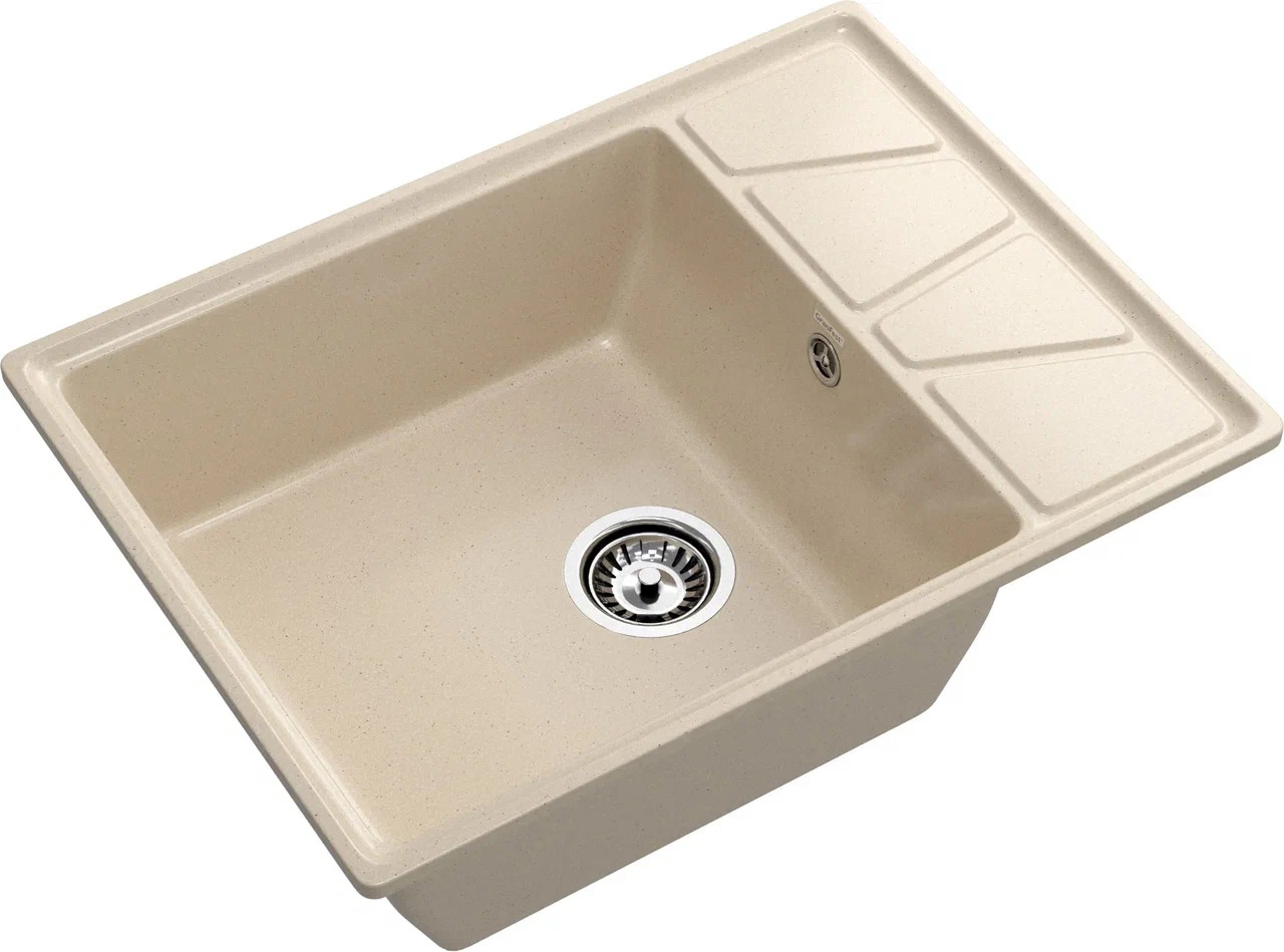 Изображение товара Кухонная мойка GranFest Vertex V-680L из искусственного мрамора бежевого цвета 68х50 см