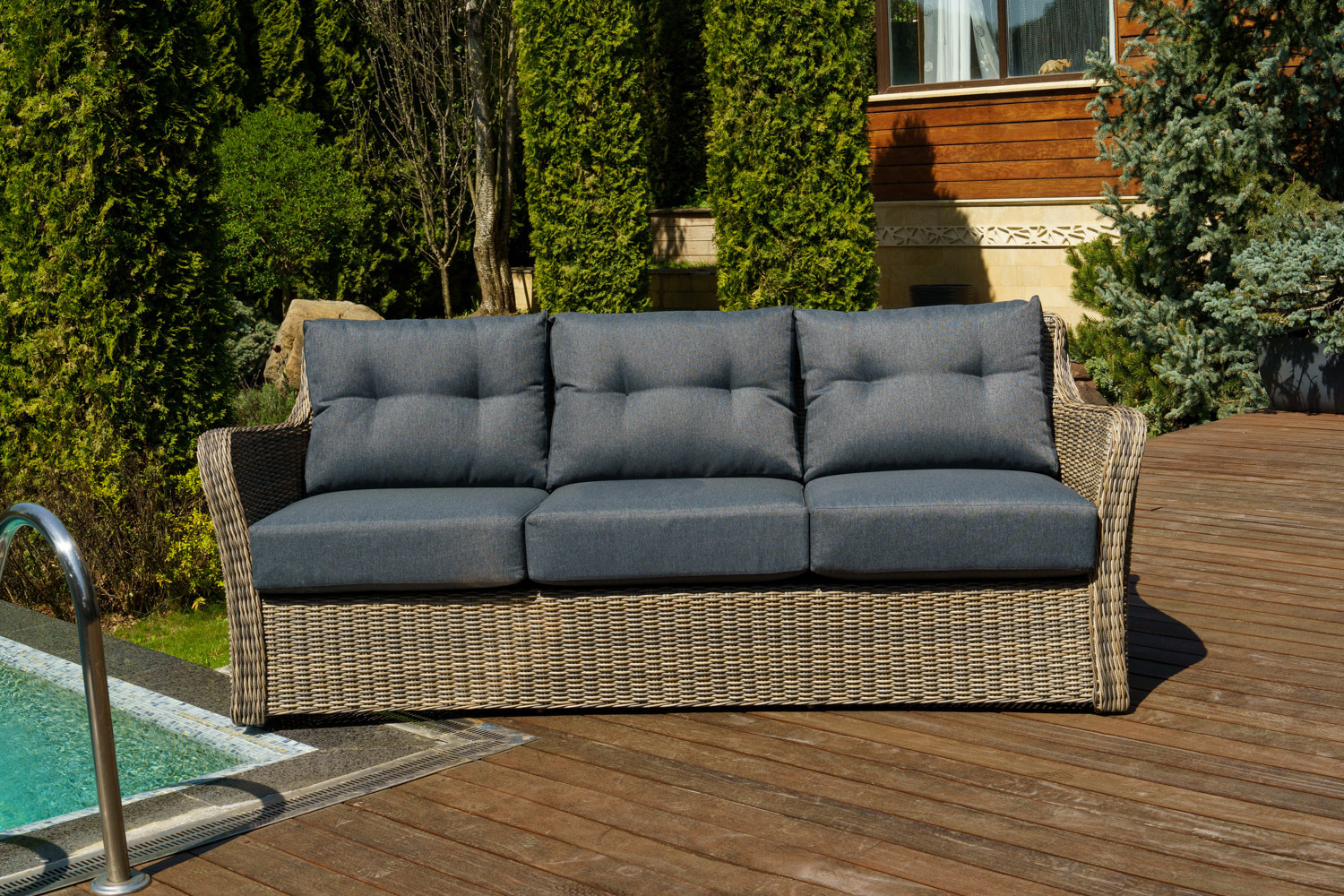 Изображение товара Диван садовый Besta fiesta Besta_Venice_sofa3_brown ВЕНЕЦИЯ 222 см x 90 см x 86 см искусственный ротанг коричневый