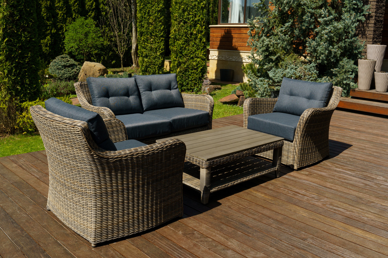 Изображение товара Садовая мебель для отдыха Besta fiesta Венеция искусственный ротанг цвет коричневый 4 предмета