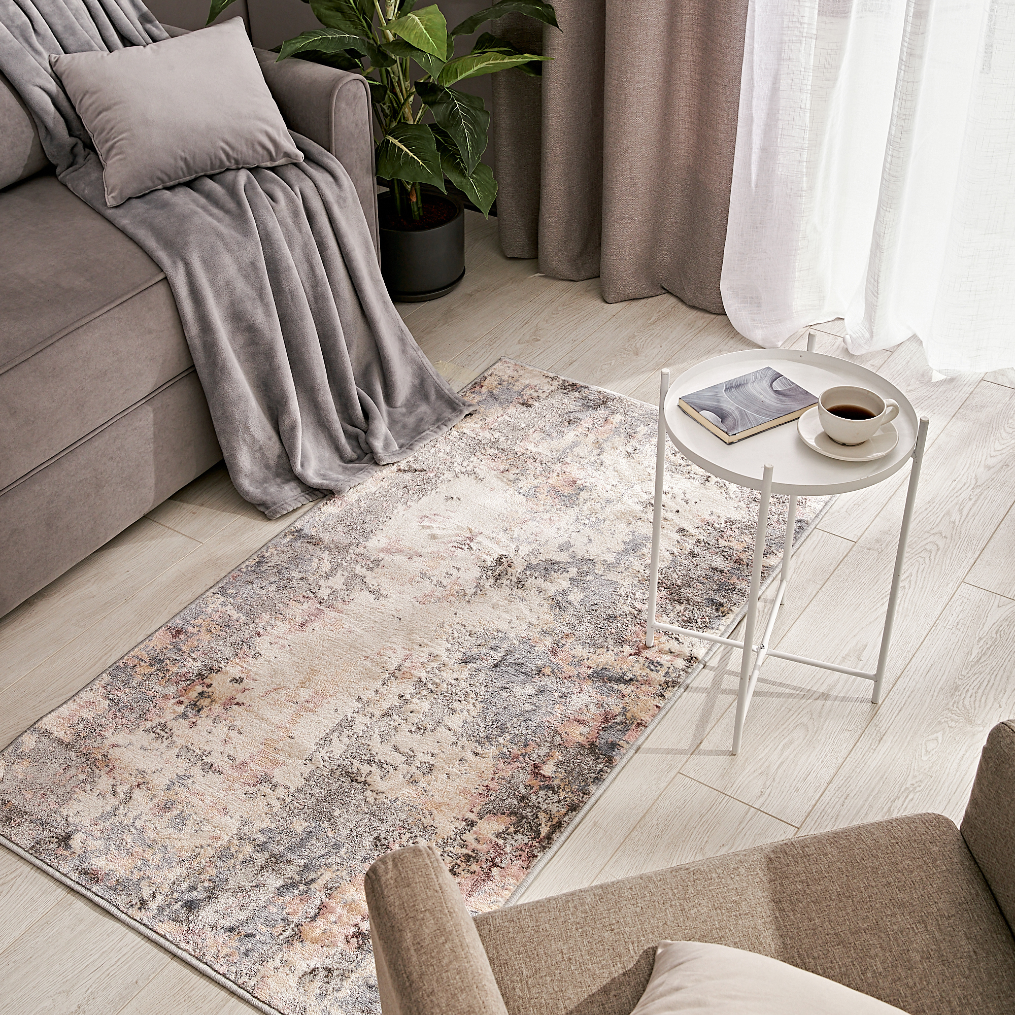 Изображение товара Ковер Зингер L044 из полипропилена 60x110 см розовый для гостиной и детской