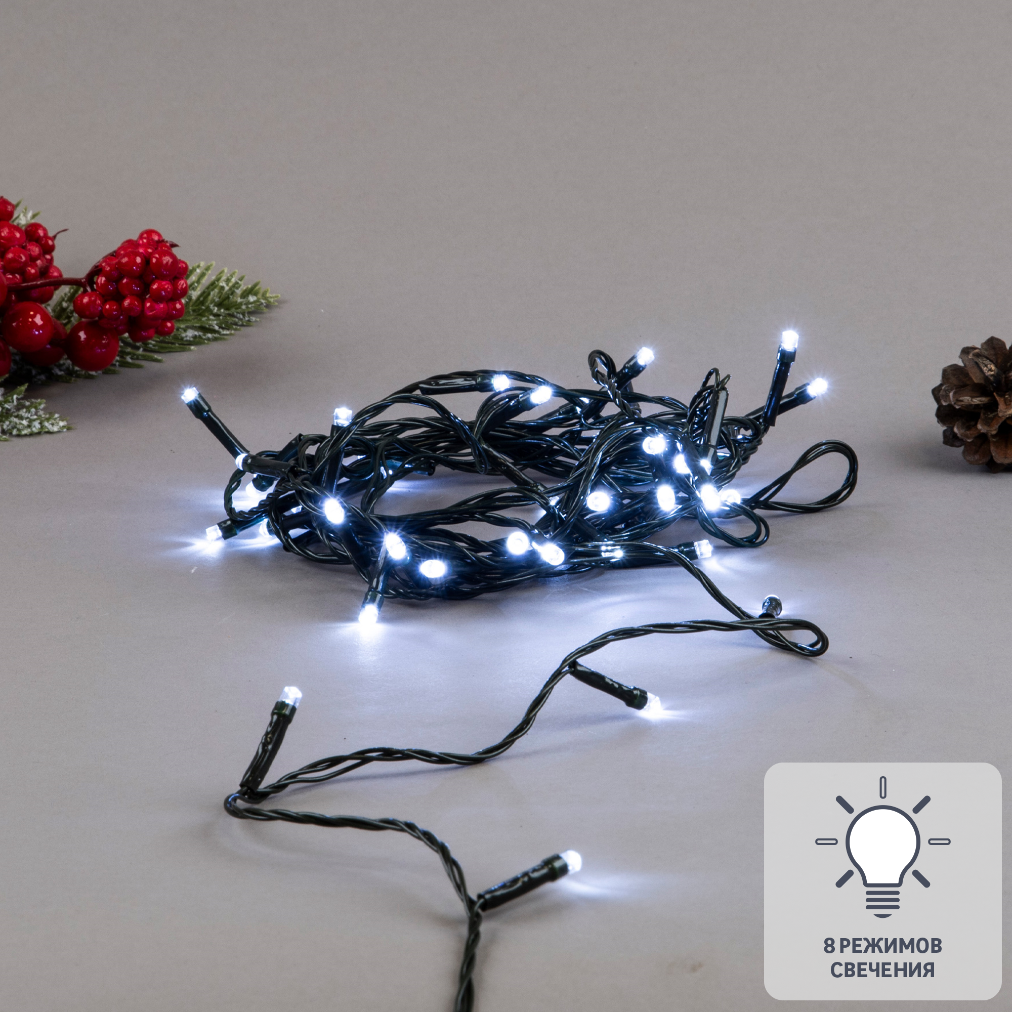 Изображение товара Электрогирлянда комнатная Uniel Нить 5м 50 ламп холодный белый светодиодная для внутреннего использ