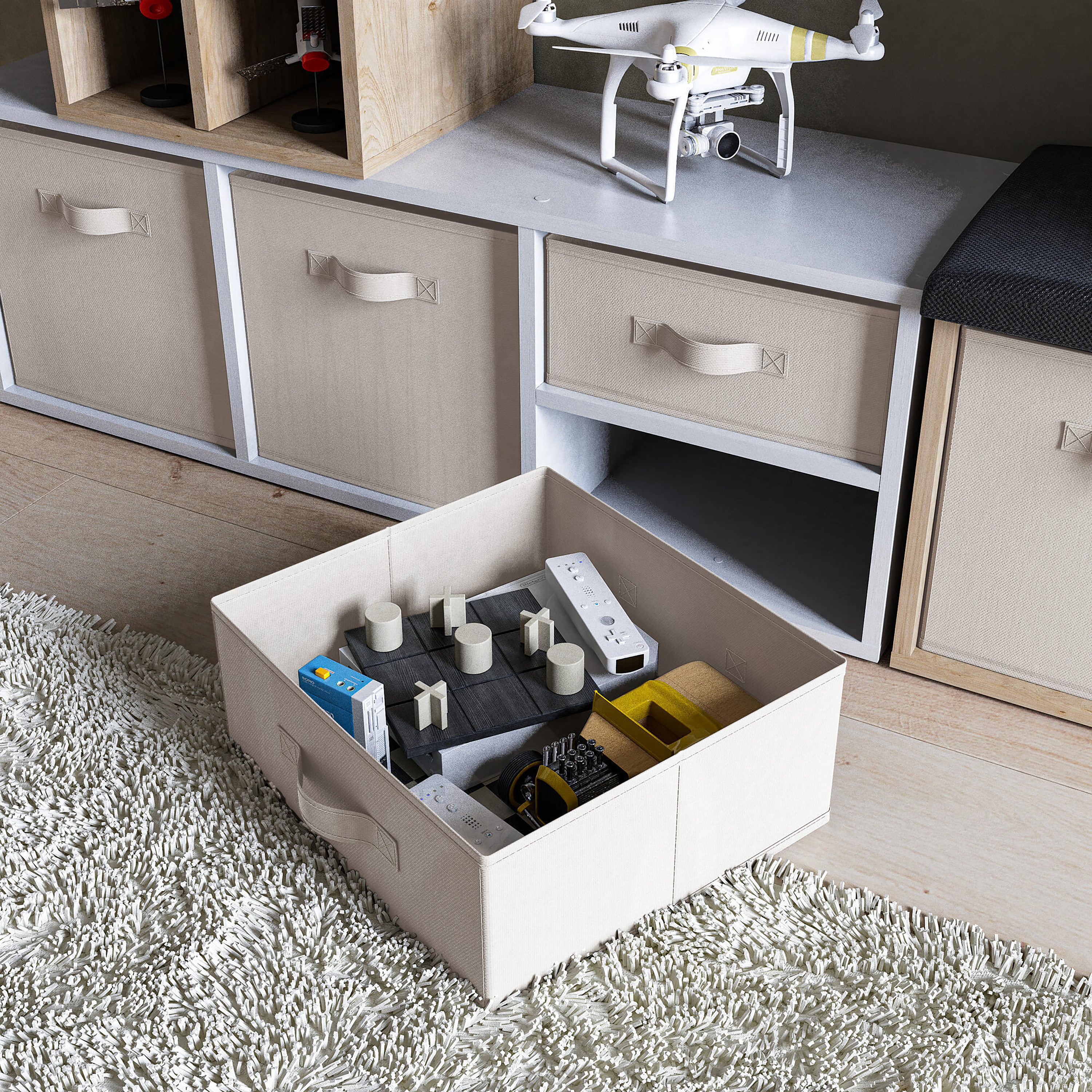 Изображение товара Короб Spaceo KUB Trench 15x31x31 см 14.4 л полиэстер цвет платиновый