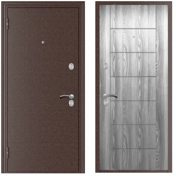 Дверь входная металлическая Line 97x205 см левая цвет пепельный