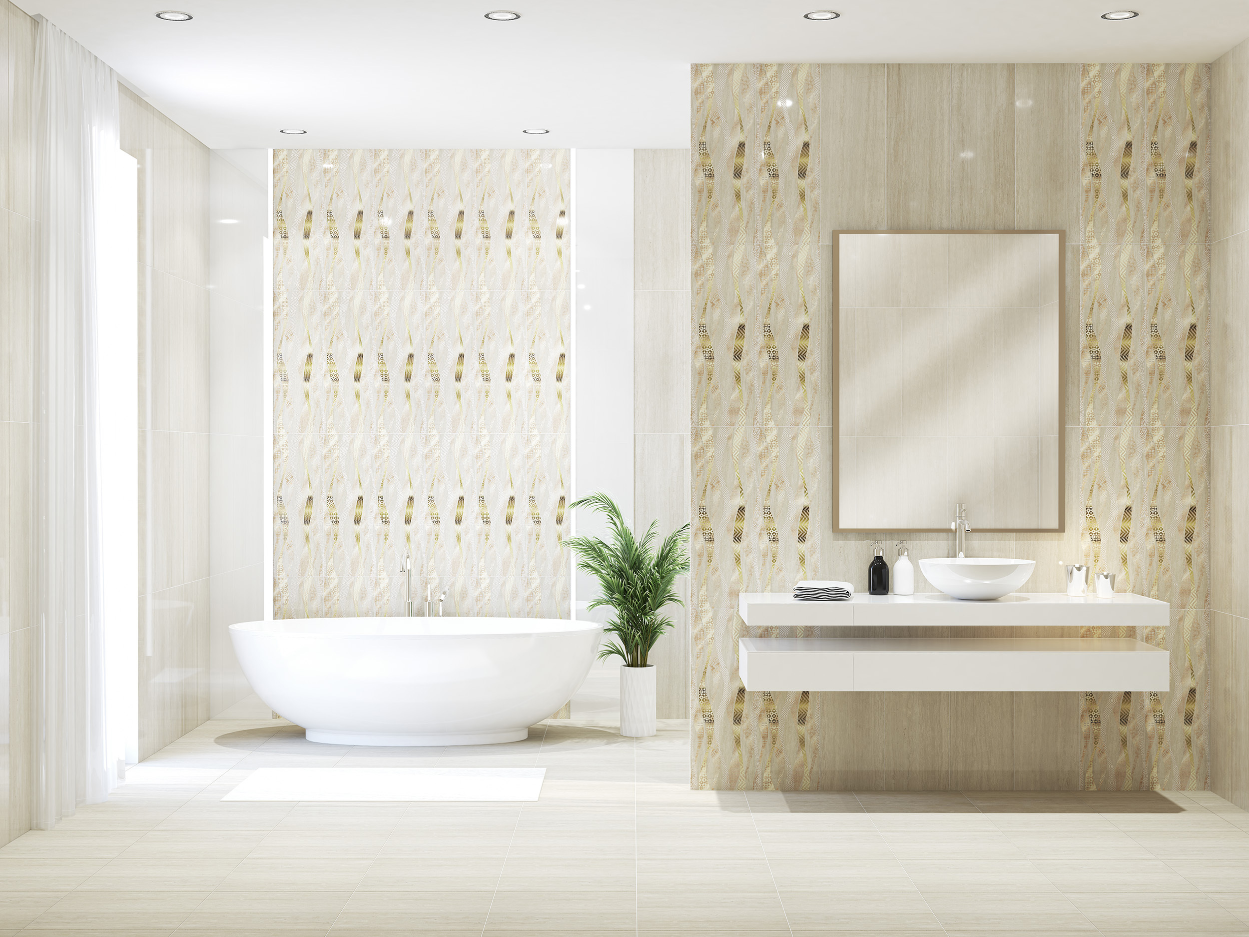 Изображение товара Напольная плитка Eletto ceramica Trevi 42x42 см бежевая для пола и ванной