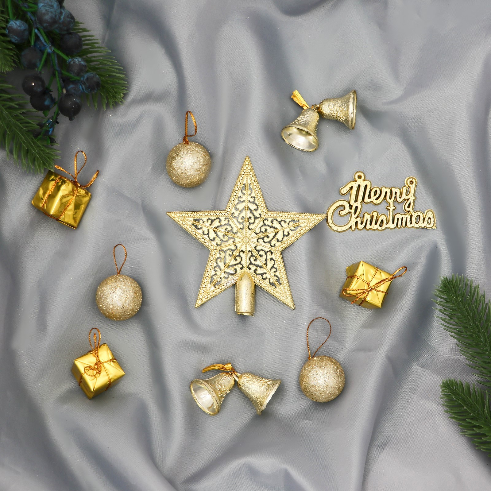 Изображение товара Набор елочных игрушек Звёздный час Зимнее волшебство 10 шт золотые