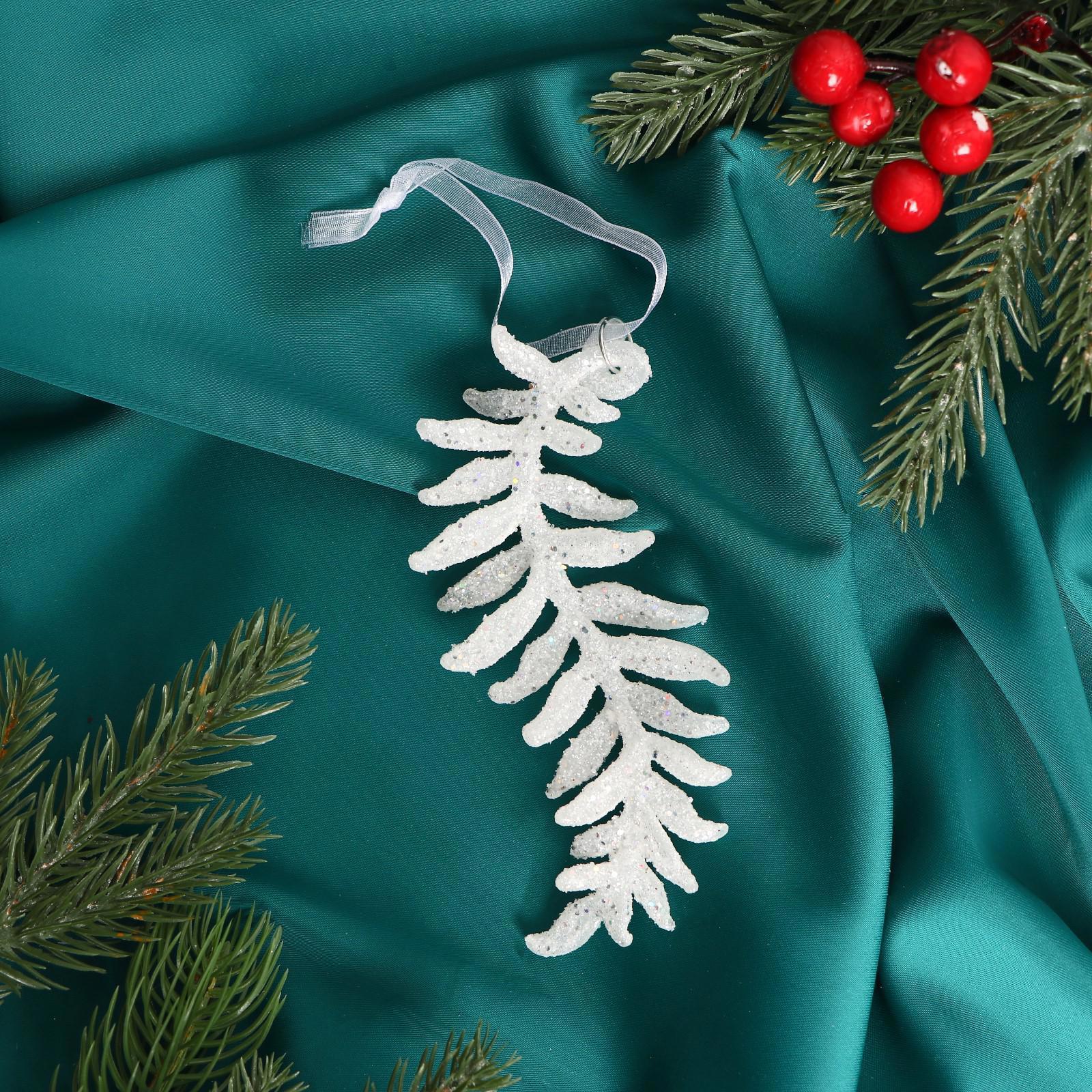 Изображение товара Елочная игрушка Морозная ветвь Зимнее волшебство 13 см белая дизайнерская