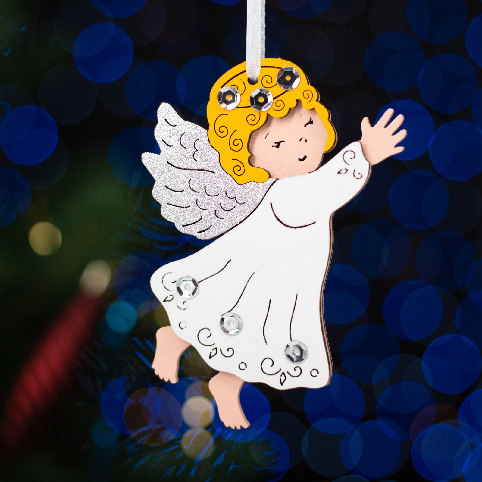 Изображение товара Елочная игрушка Ангелочек Simaland 9330187 белый