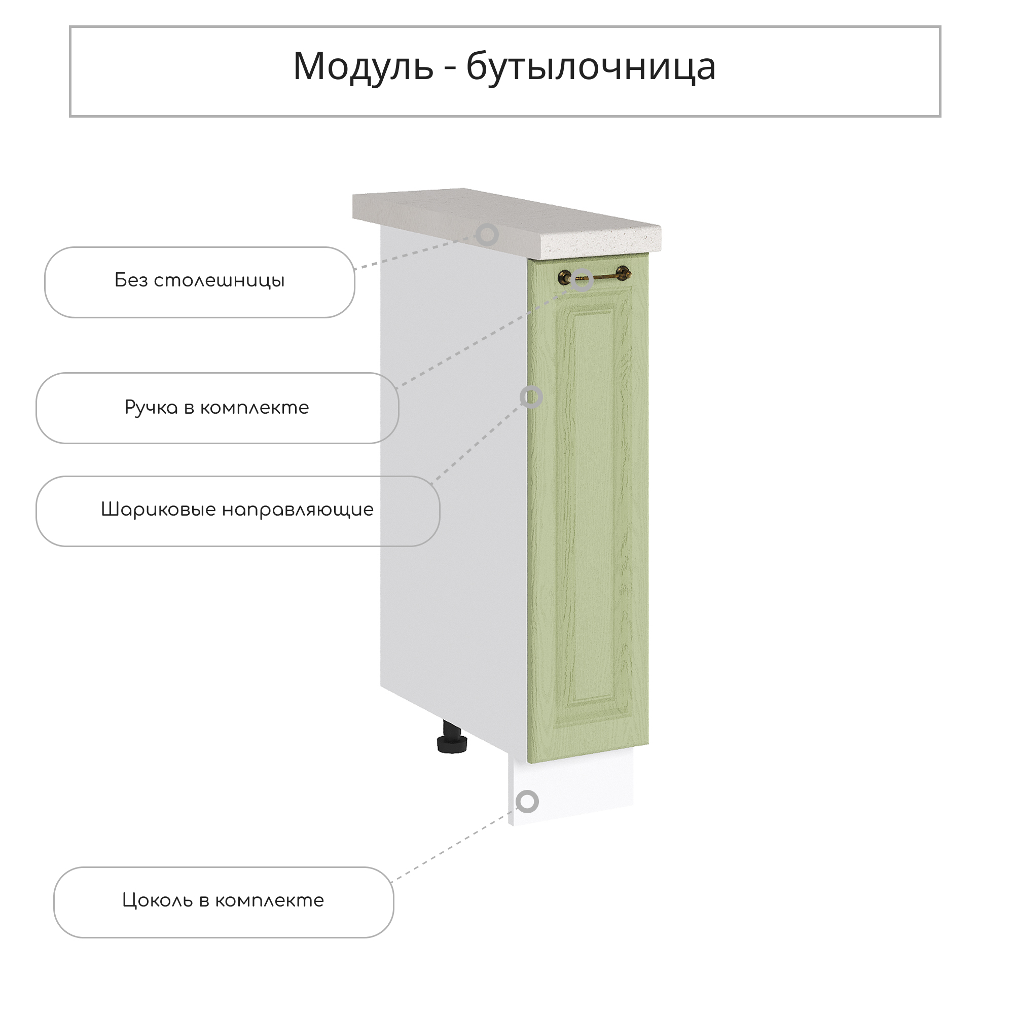 Изображение товара Напольный шкаф бутылочница Ницца оливковый МДФ ЛДСП Россия