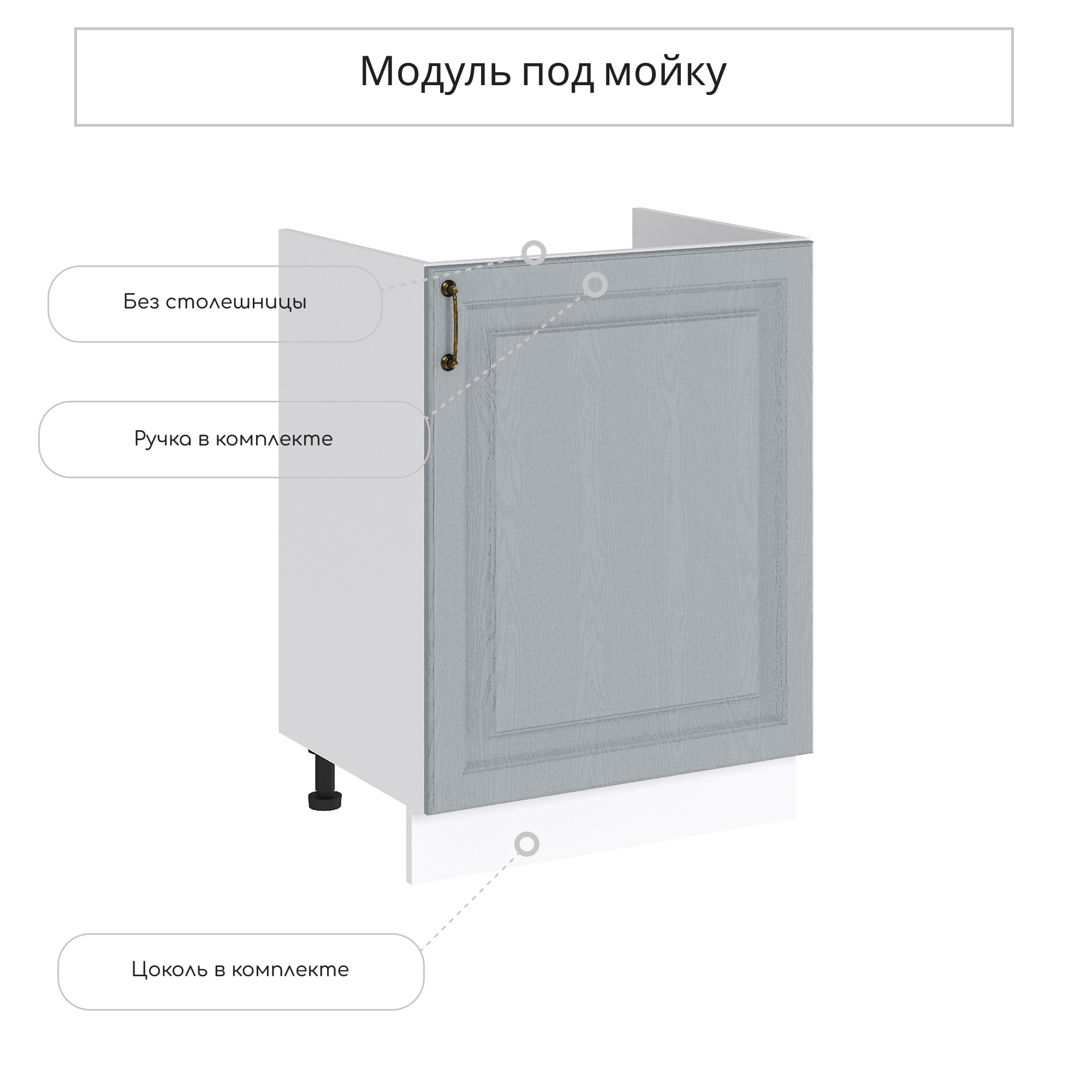 Изображение товара Напольный шкаф под мойку Ницца 60x81.6x47.8 см из ЛДСП и МДФ