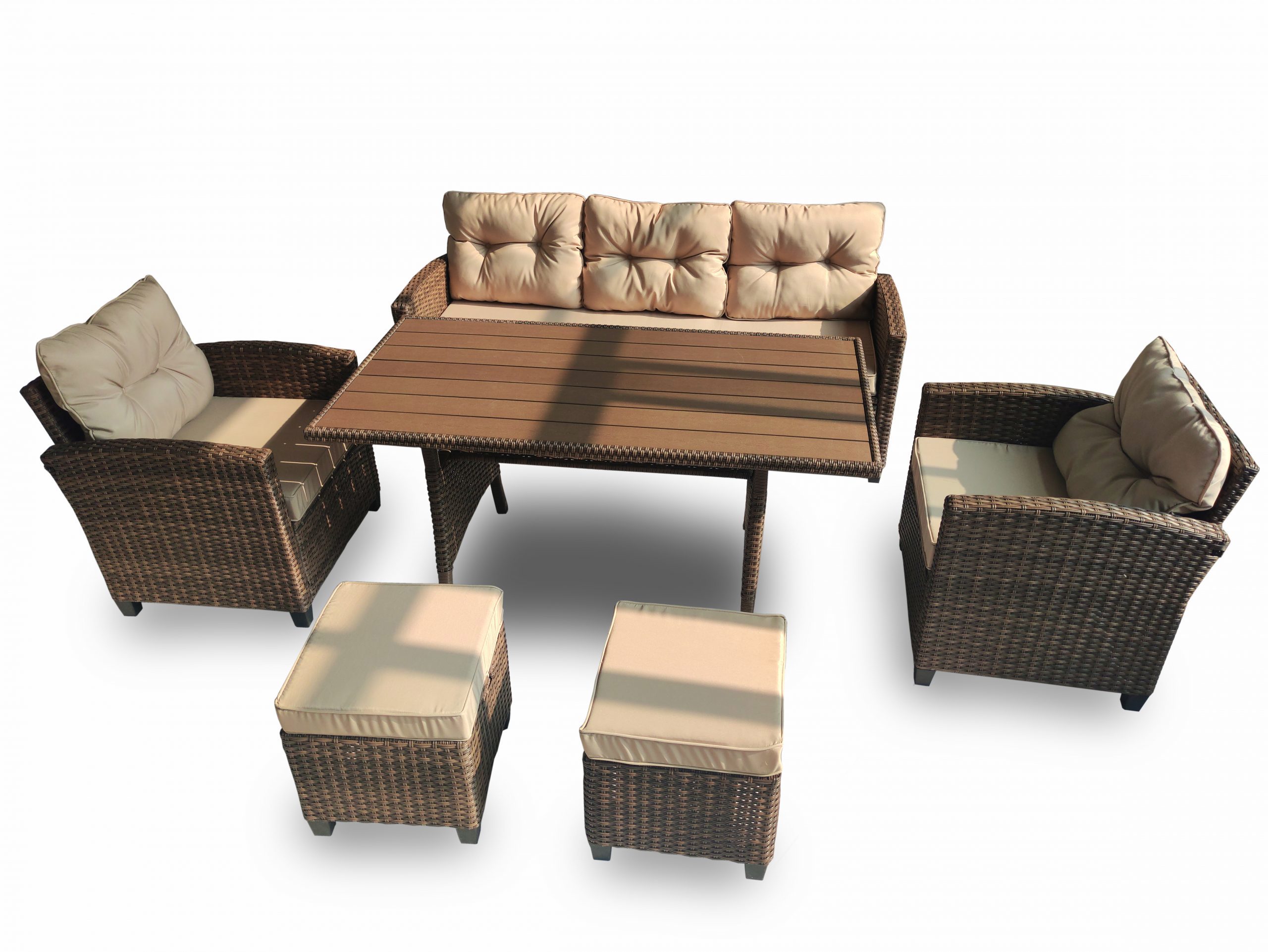 Изображение товара Садовая мебель для обеда Jumi из полиротанга с подушками для улицы и помещения