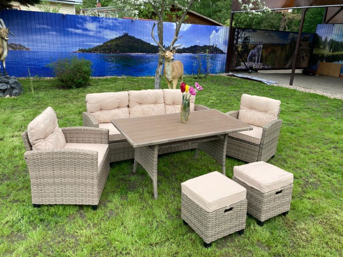 Изображение товара Садовая мебель для обеда Мир дачника Jum 6 предметов полиротанг бежевый