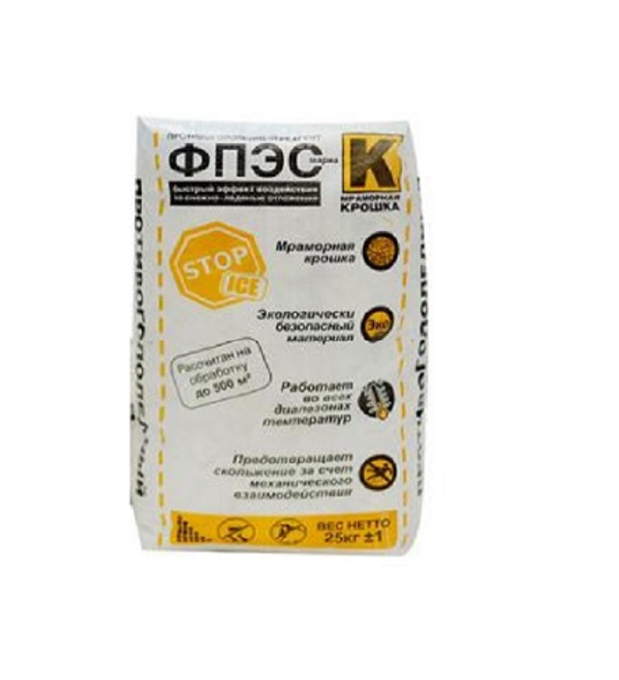 Изображение товара Противогололедный реагент ФПЭС мраморная крошка 25 кг