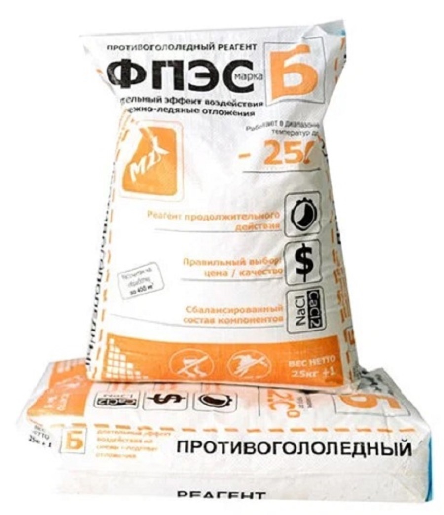 Изображение товара Противогололедный реагент ФПЭС 25 кг для обработки дорог и тротуаров