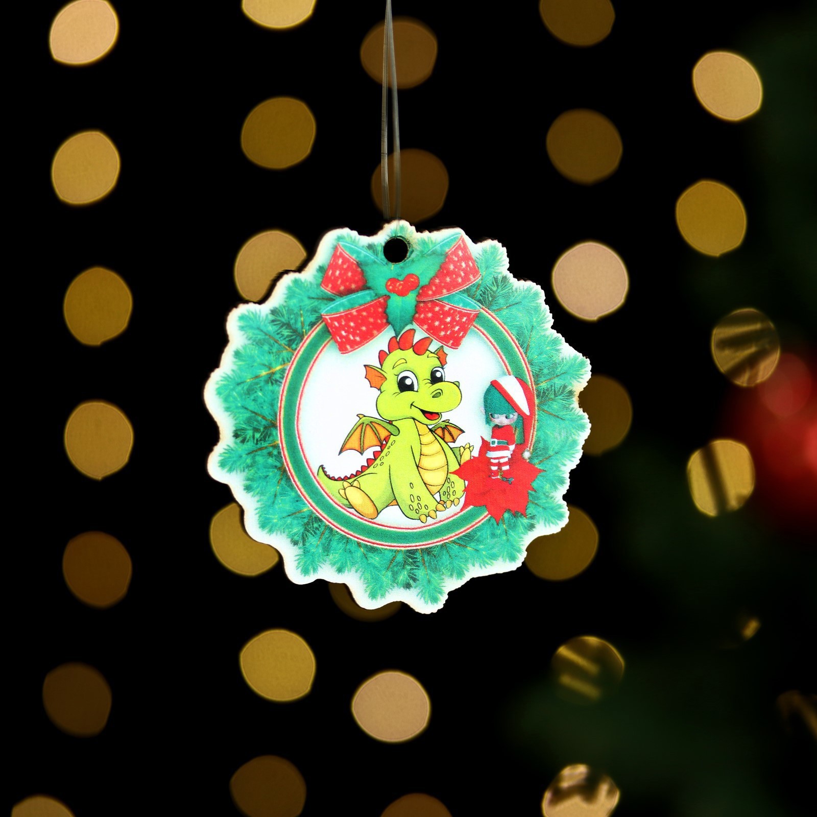 Изображение товара Ёлочная игрушка Дракон сидячий деревянная разноцветная Simaland 9946005