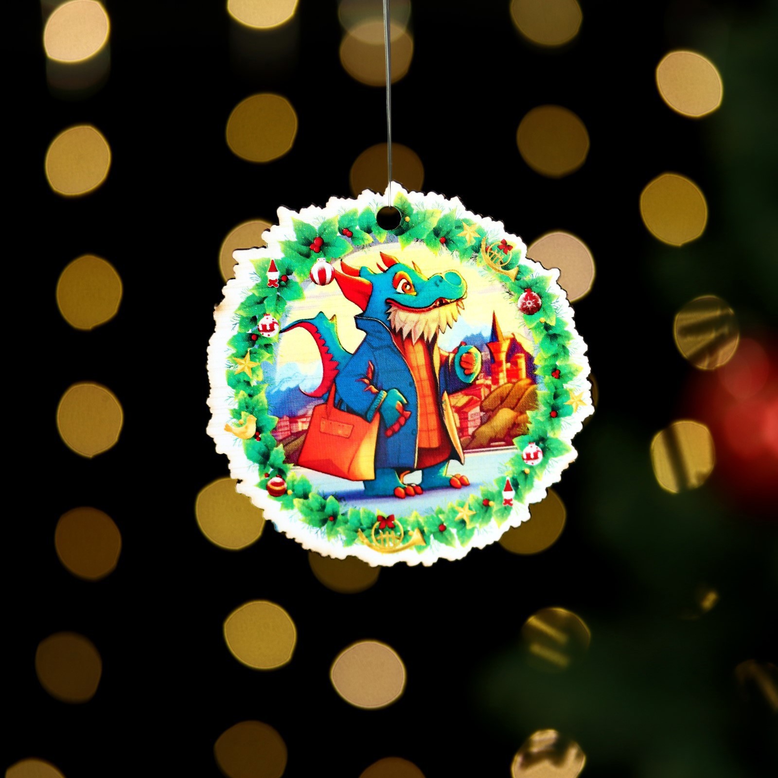 Изображение товара Ёлочная игрушка Дракончик Simaland 9946011 разноцветная деревянная для елки