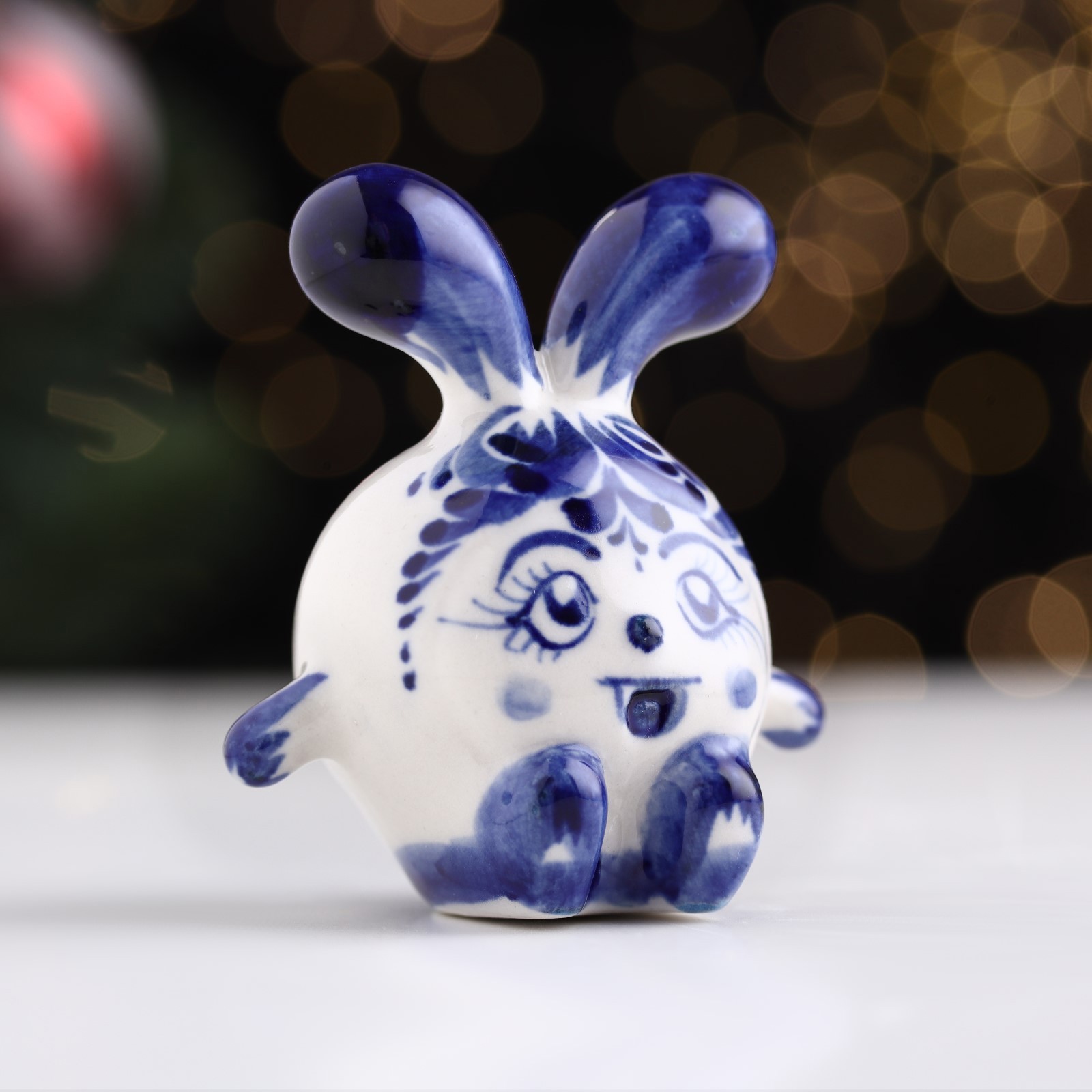 Изображение товара Ёлочная игрушка Зайка шарик 7х7 см Simaland белая для новогоднего декора