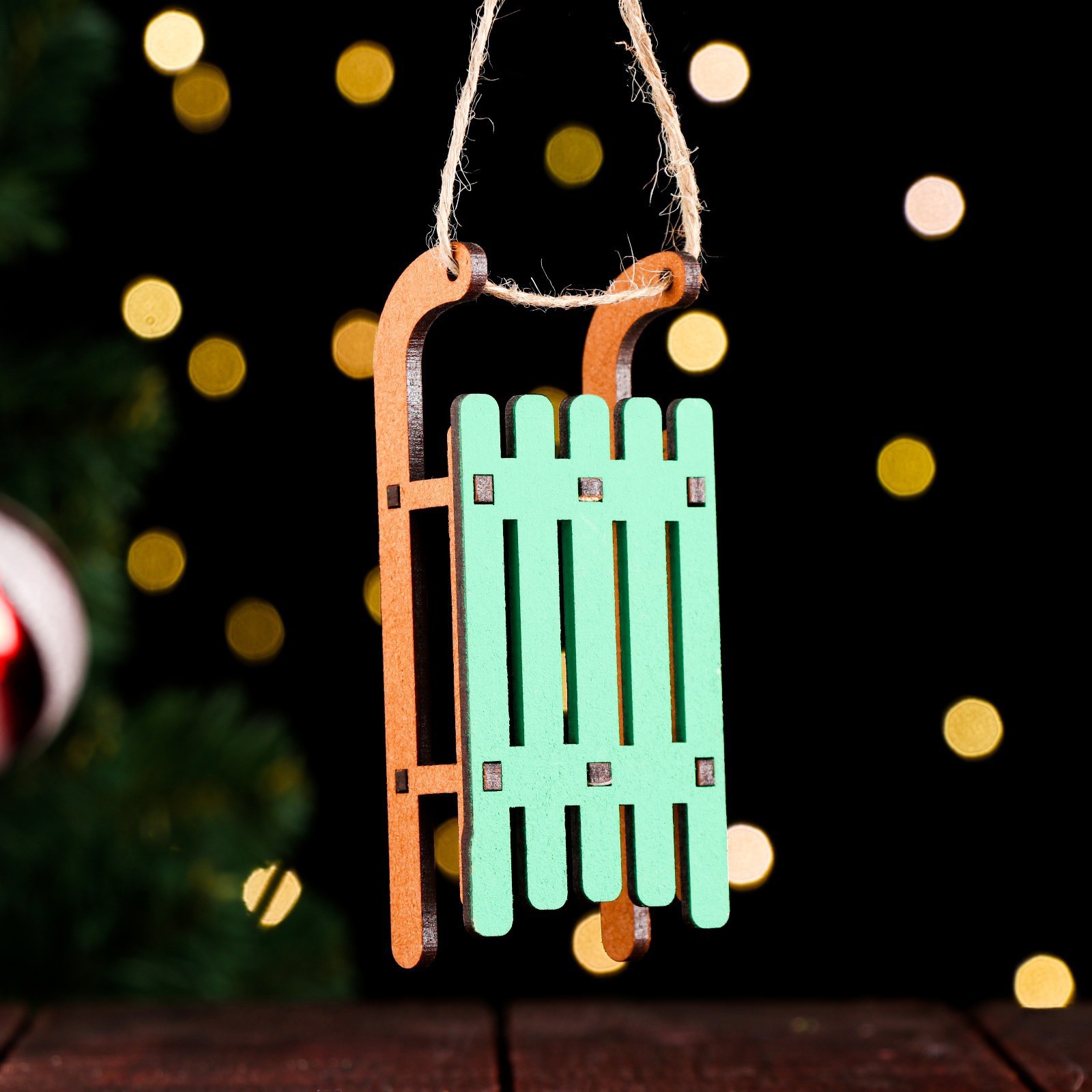 Изображение товара Елочная игрушка Салазки Simaland 9193936 бежевый