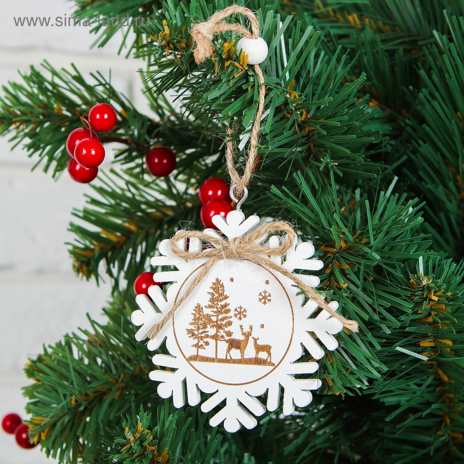 Изображение товара Деревянная елочная игрушка Новогодний снег 6х6 см Лесная мастерская