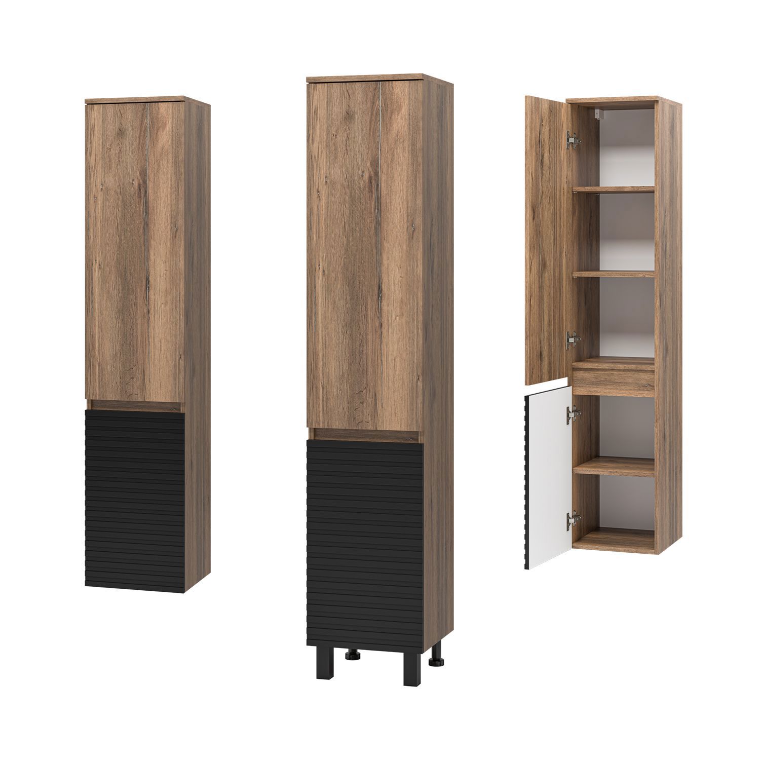 Изображение товара Шкаф подвесной Brevita DAK-050350-19/02Л 35x165см цвет светло-коричневый;черный матовый