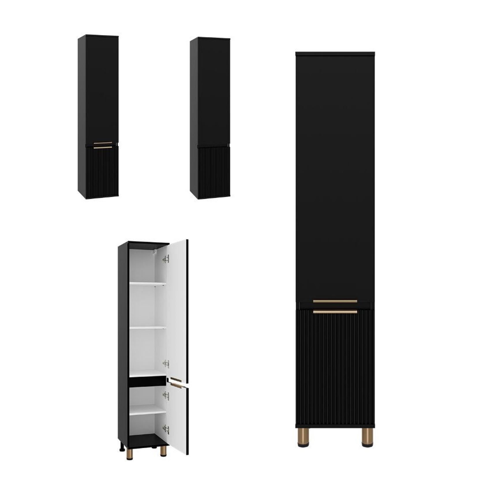 Изображение товара Шкаф подвесной Misty Enf-05035-020p 35x165 см черный и золотой влагостойкий мебель для ванной