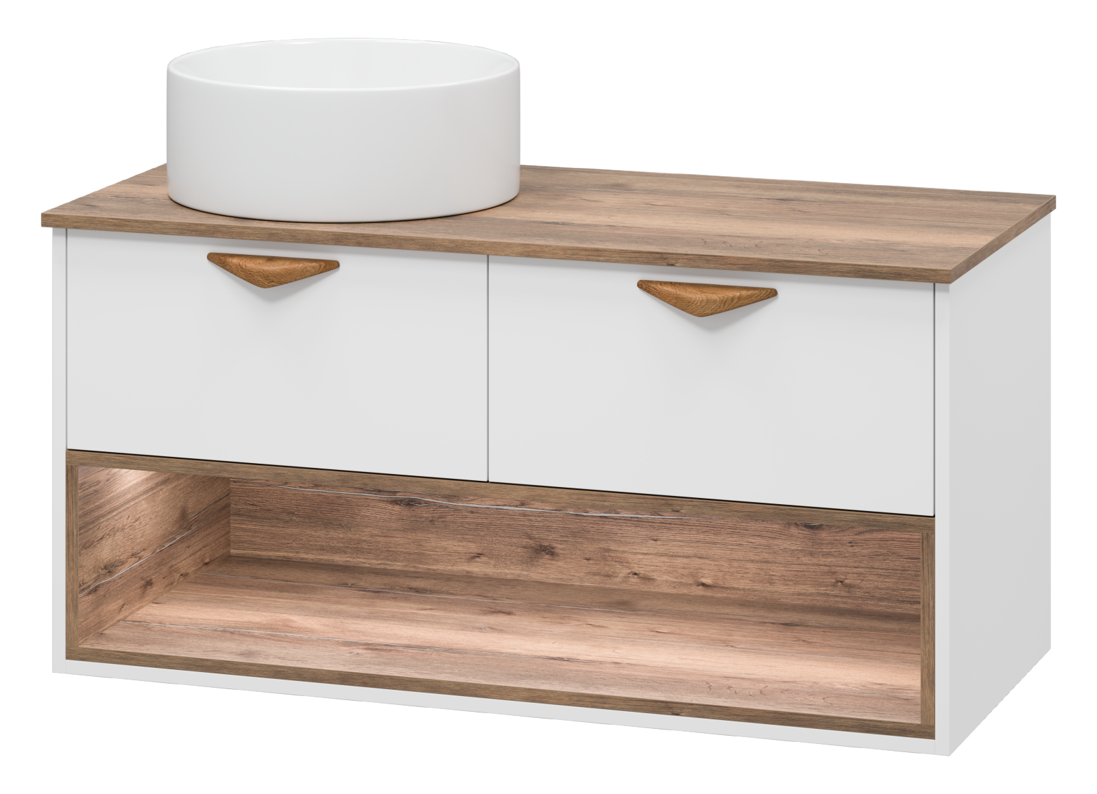 Изображение товара Тумба под раковину Brevita BER-07105-19-01-2Я 105см белая подвесная с подсветкой