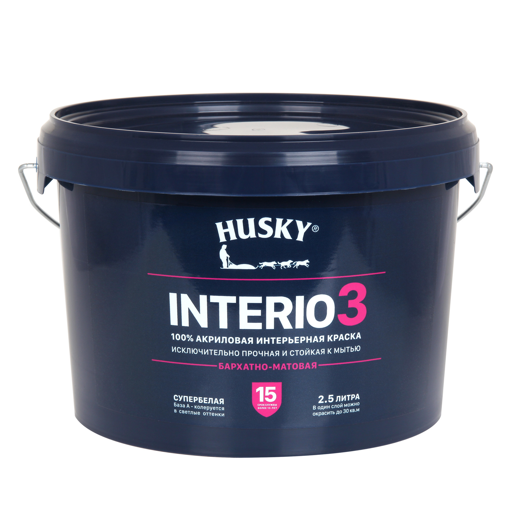 Изображение товара Глубокоматовая интерьерная краска Husky Interio 3 - моющаяся, легко наносится