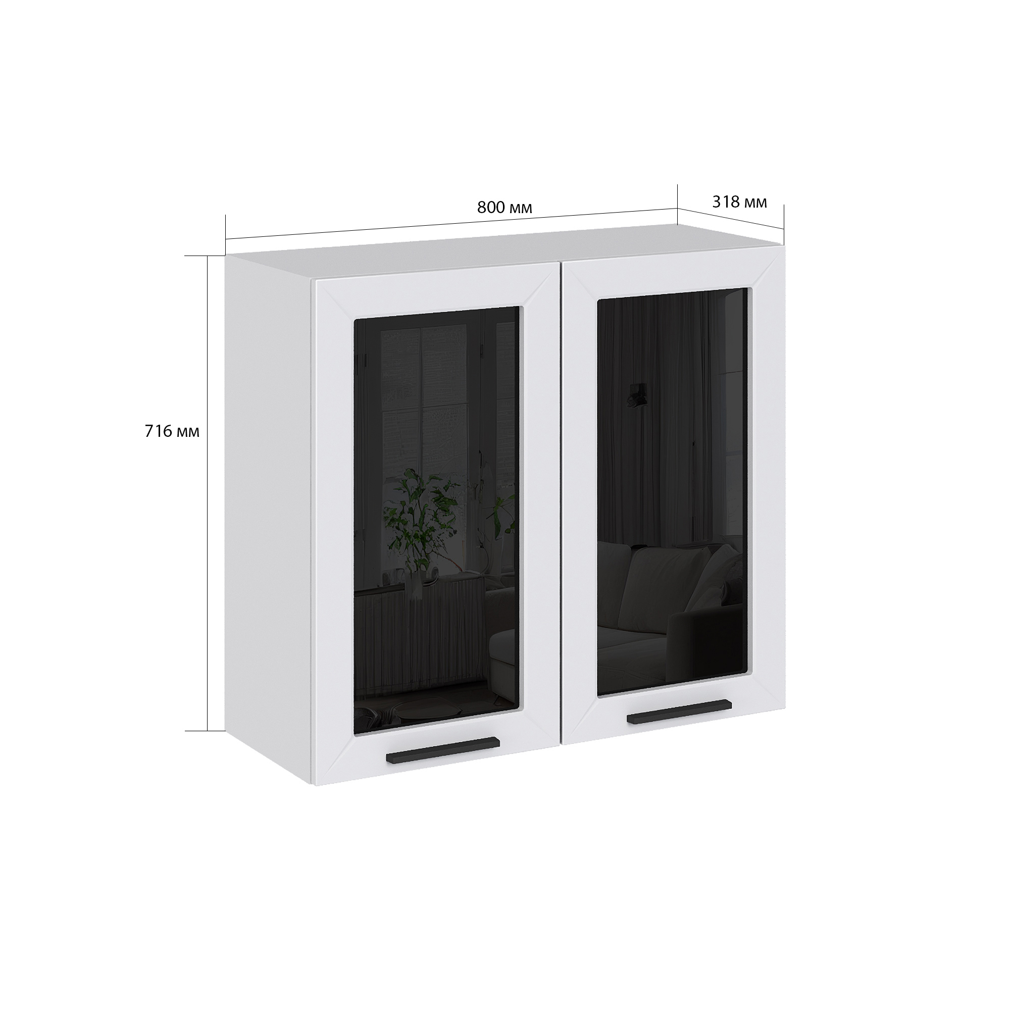 Изображение товара Навесной шкаф со стеклом Глетчер 80x71.6x31.8 см белый Сурская мебель