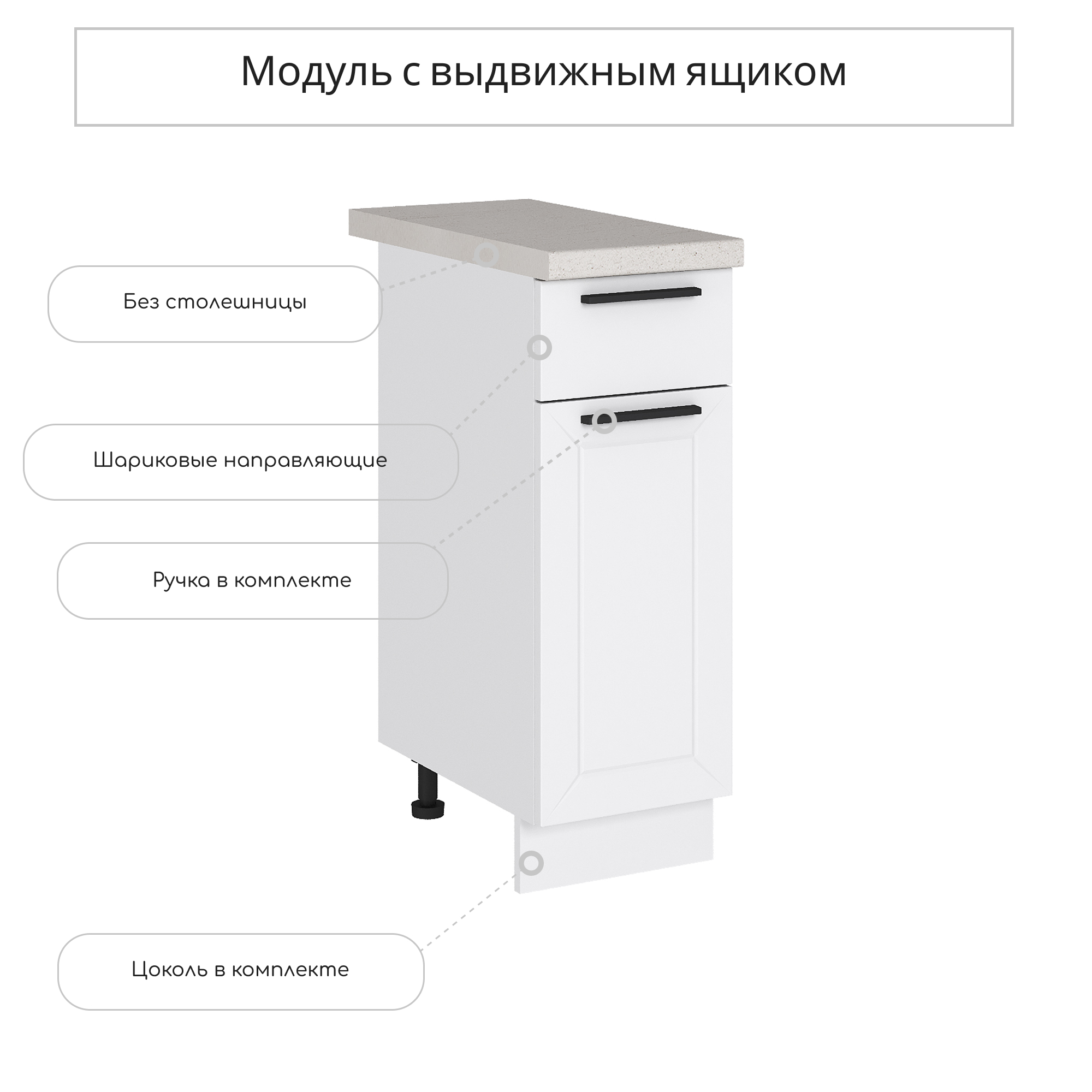 Изображение товара Напольный шкаф Глетчер Айленд белый 30x81.6x47.8 см мебель для кухни