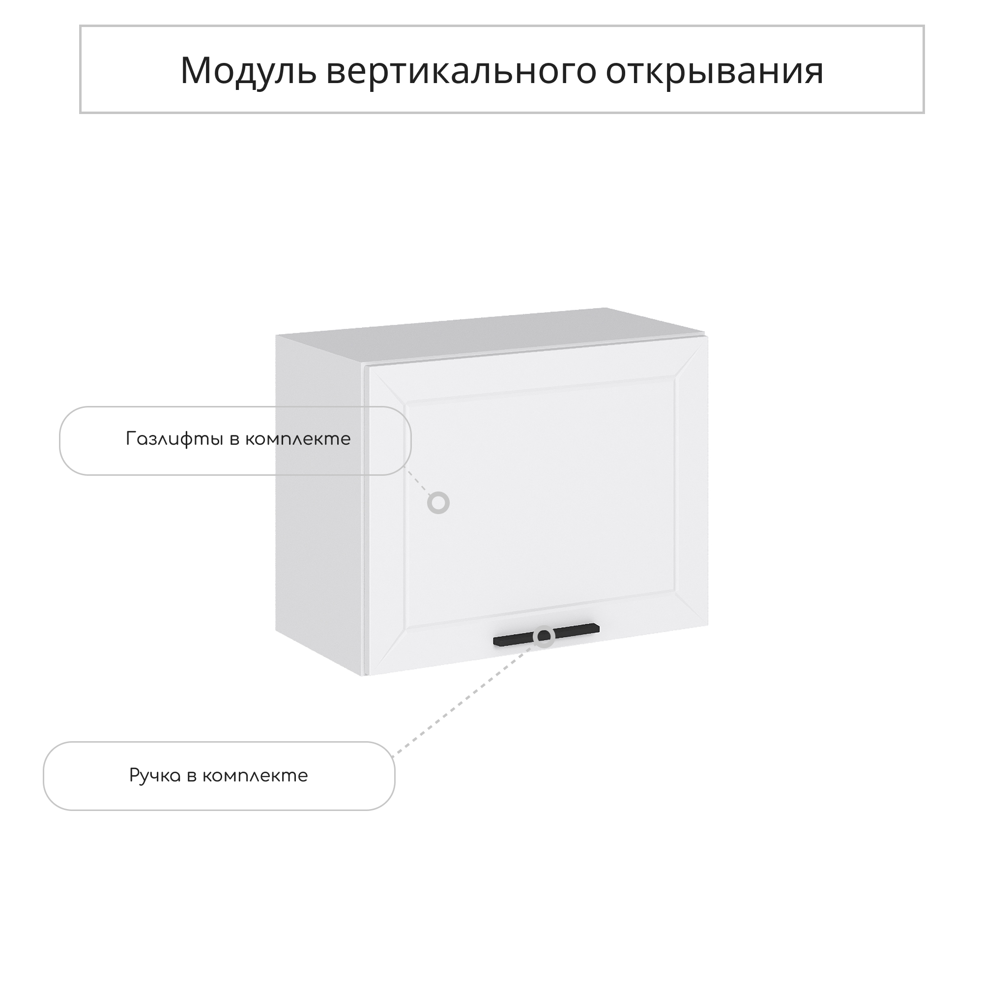 Изображение товара Навесной шкаф горизонтальный Глетчер 60x46 см белый с МДФ фасадом и плавным закрыванием