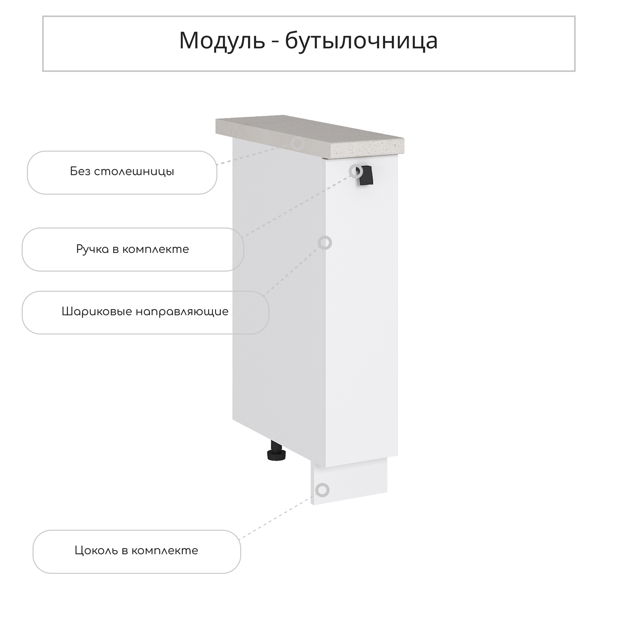 Изображение товара Напольный шкаф бутылочница Сурская мебель Глетчер Айленд 20x81.6x47.8 см цвет белый МДФ