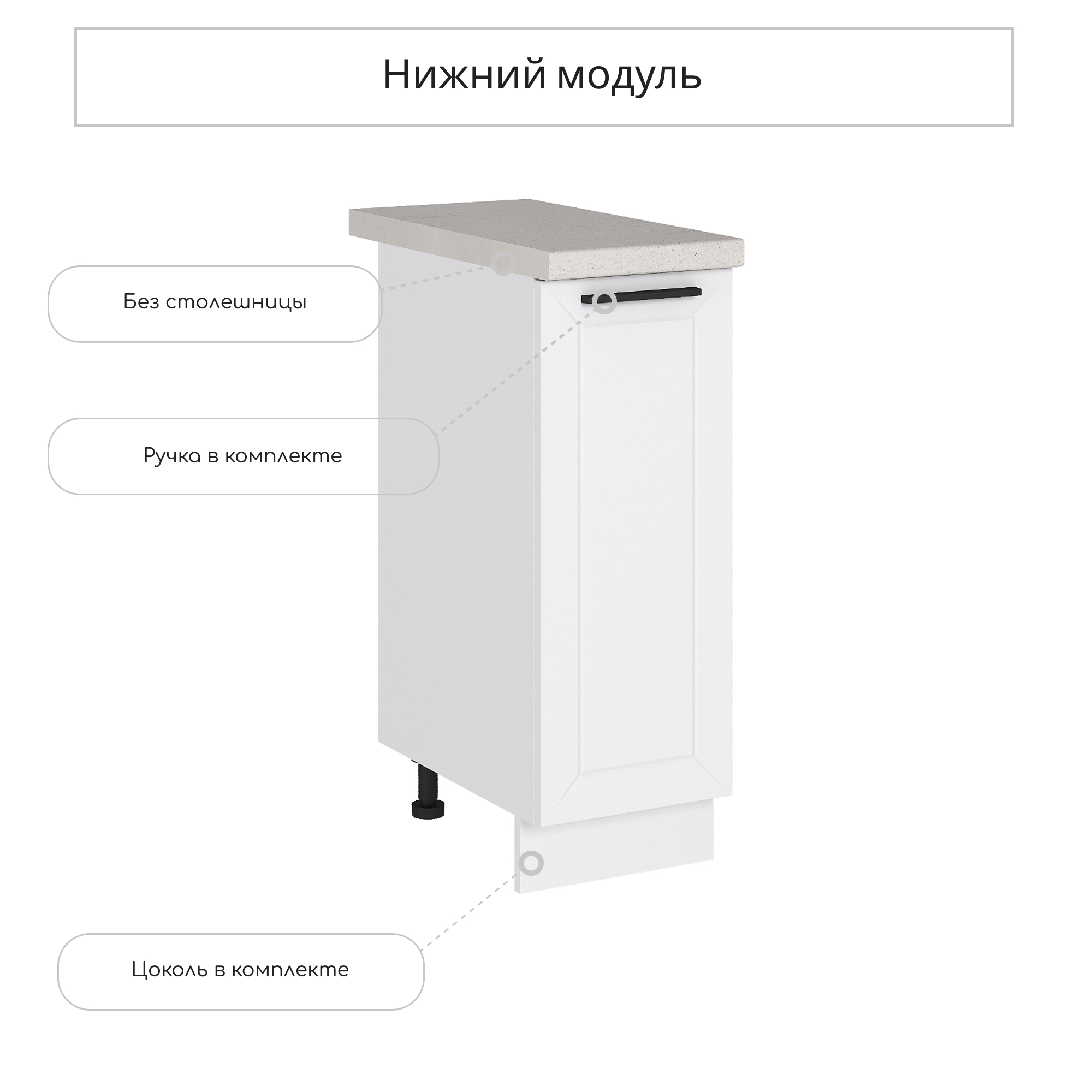 Изображение товара Напольный шкаф Сурская мебель Глетчер Айленд 30x81.6x47.8 см МДФ цвет белый